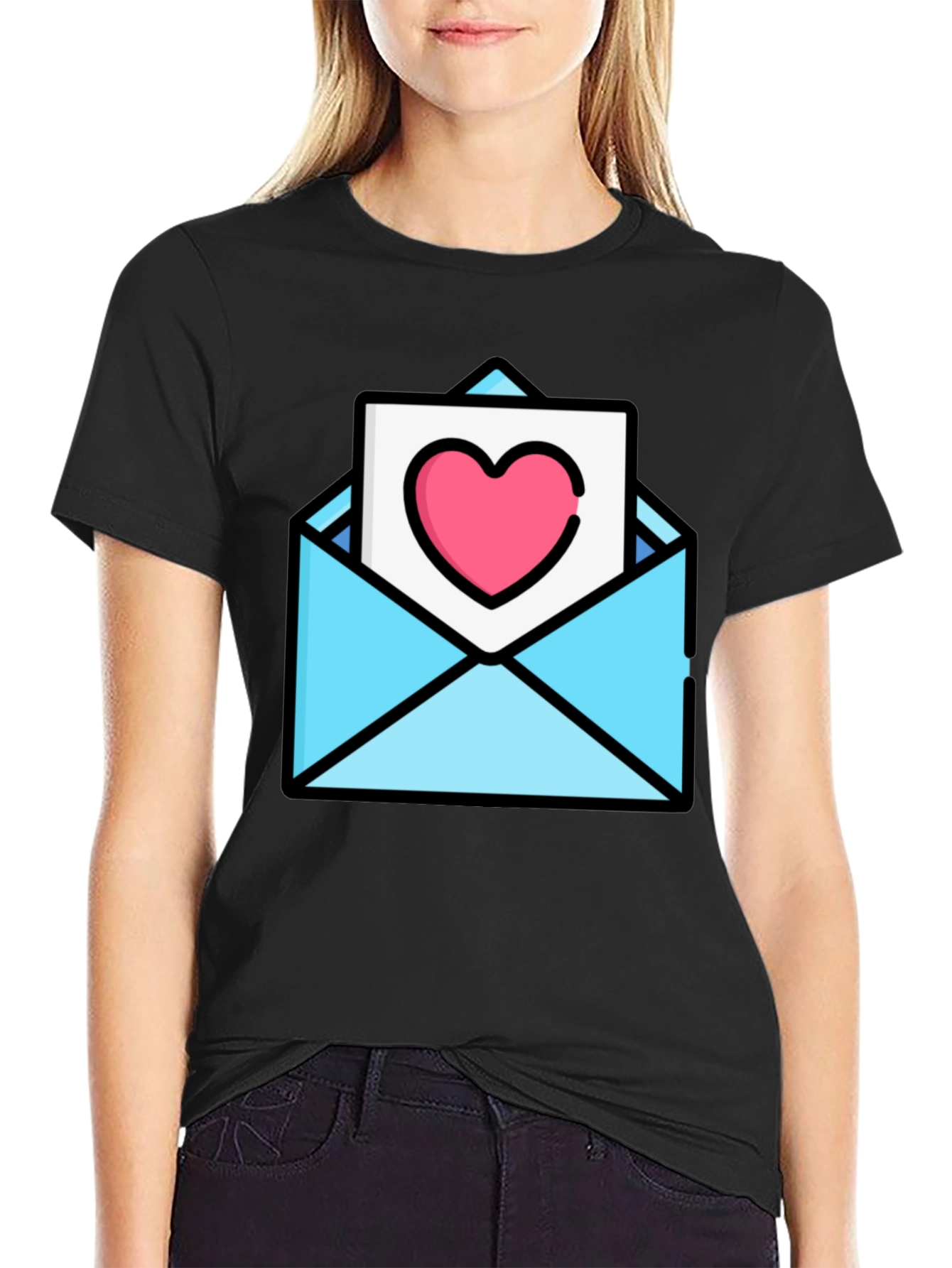 Heart Envelope Graphic Tee - Trendy Love Letter Shirt