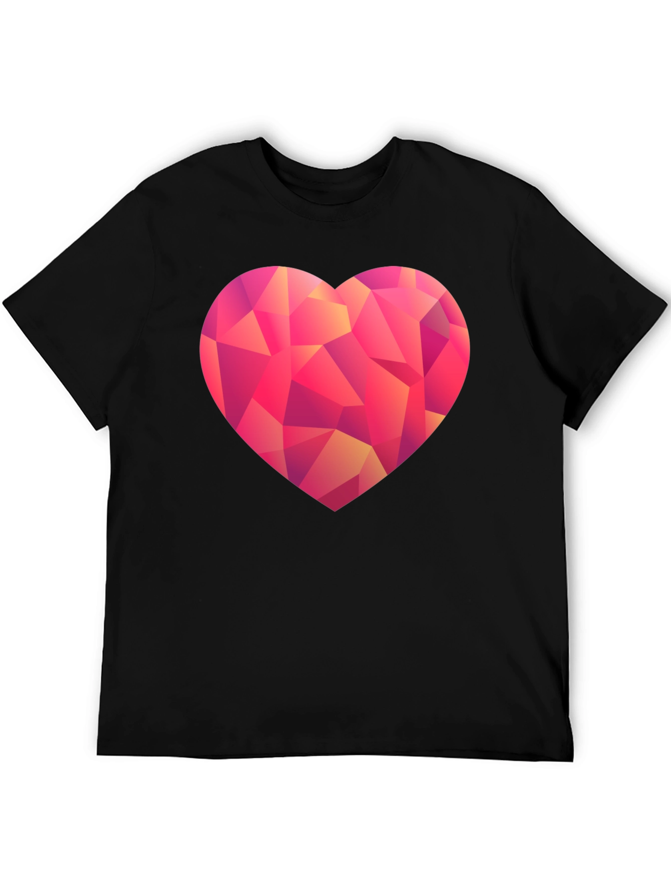 Geometric Heart Graphic T-Shirt - Black