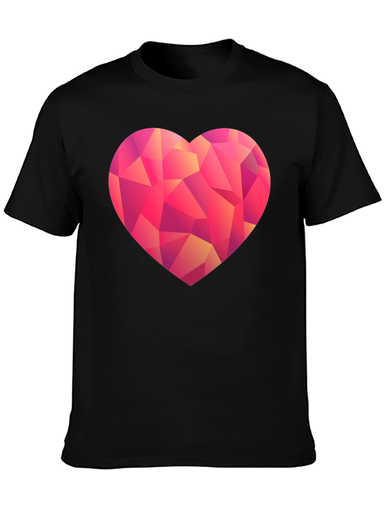 Geometric Heart Graphic T-Shirt - Black