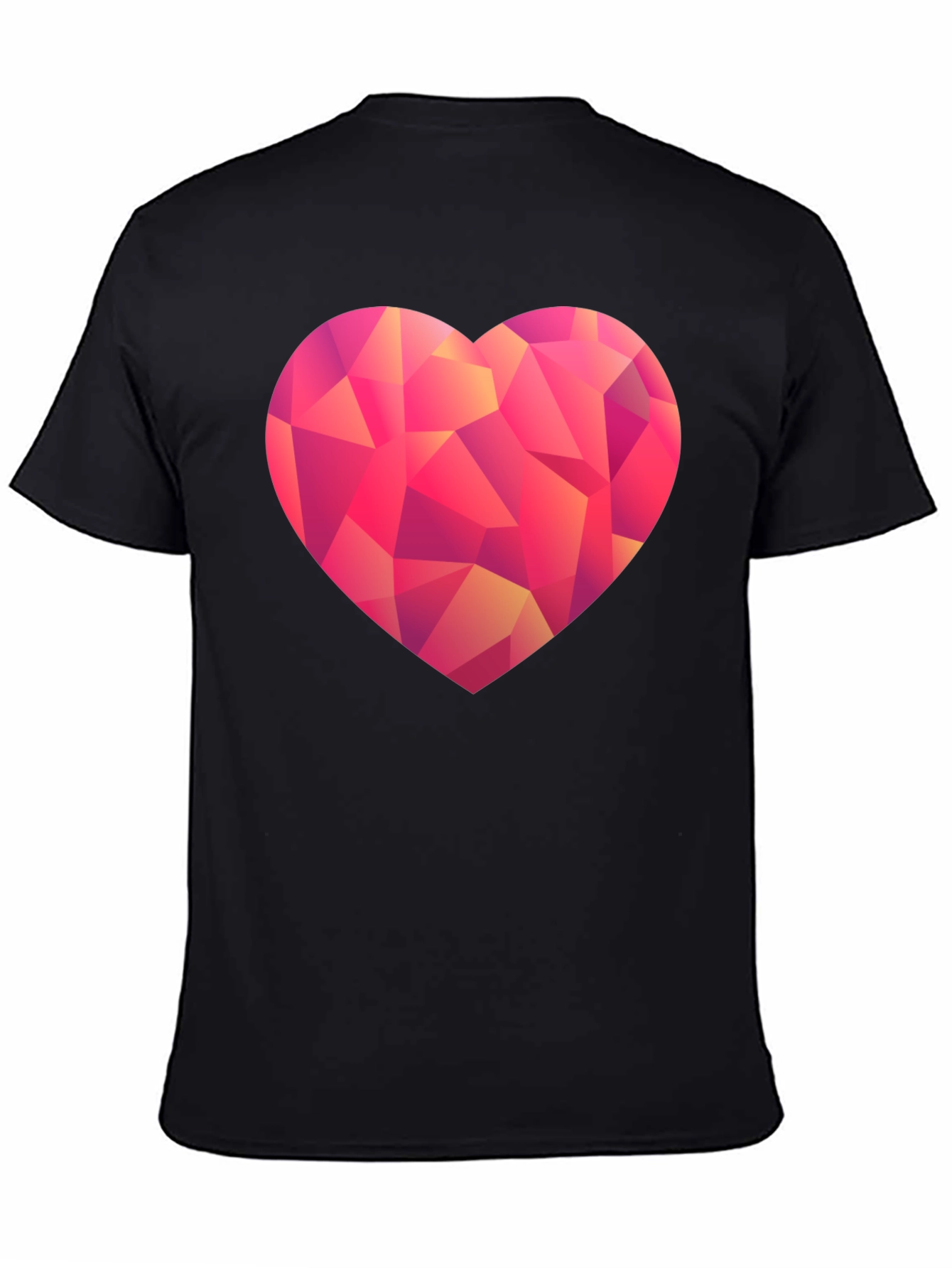 Geometric Heart Graphic T-Shirt - Black