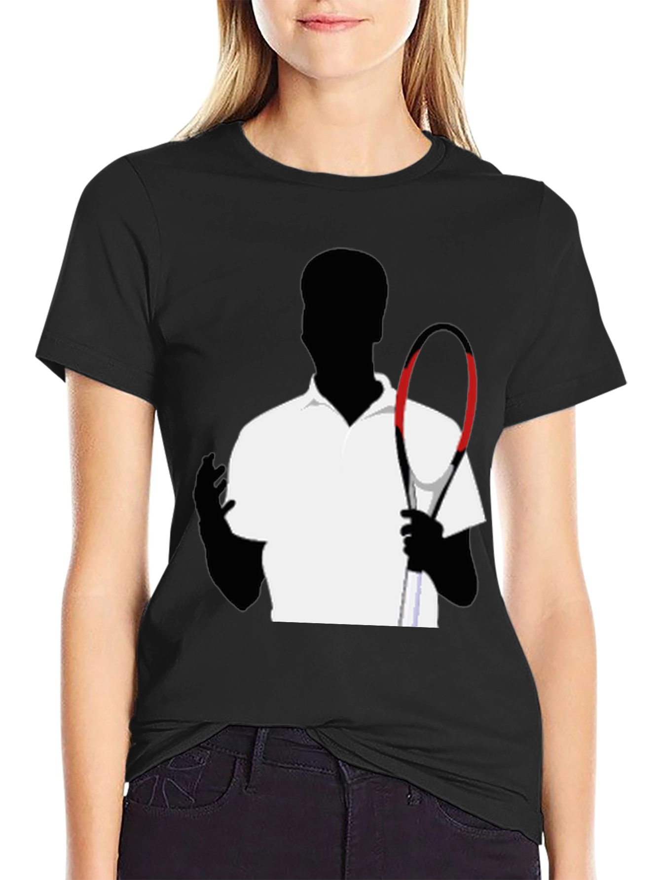 Tennis Player Graphic Tee - Stylish Silhouette Design