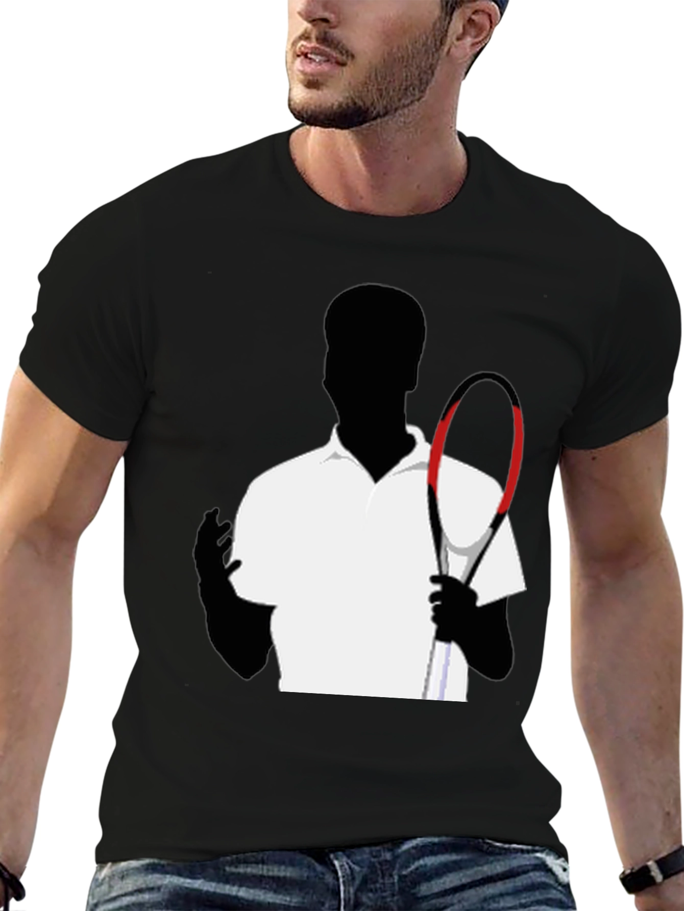 Tennis Player Graphic Tee - Stylish Silhouette Design