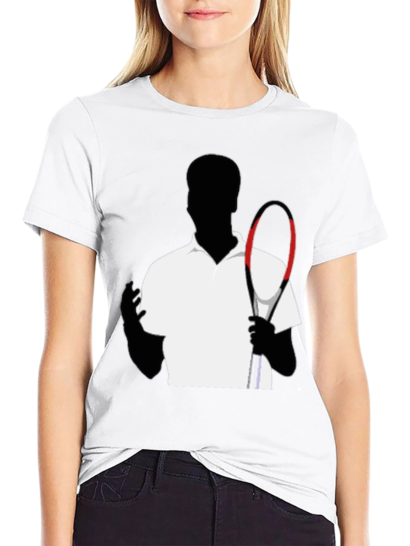 Tennis Player Graphic Tee - Stylish Silhouette Design