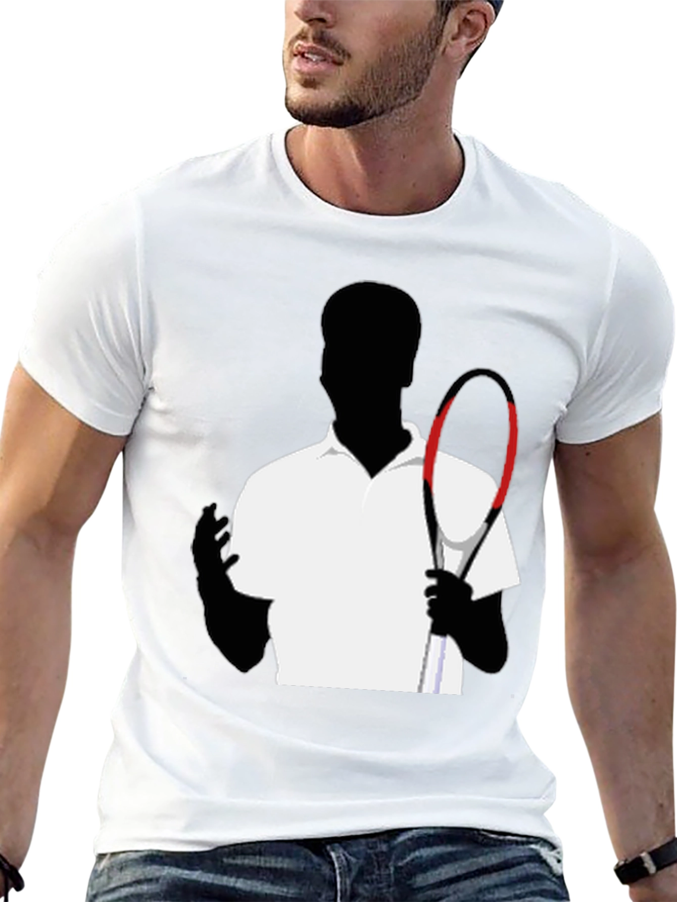 Tennis Player Graphic Tee - Stylish Silhouette Design