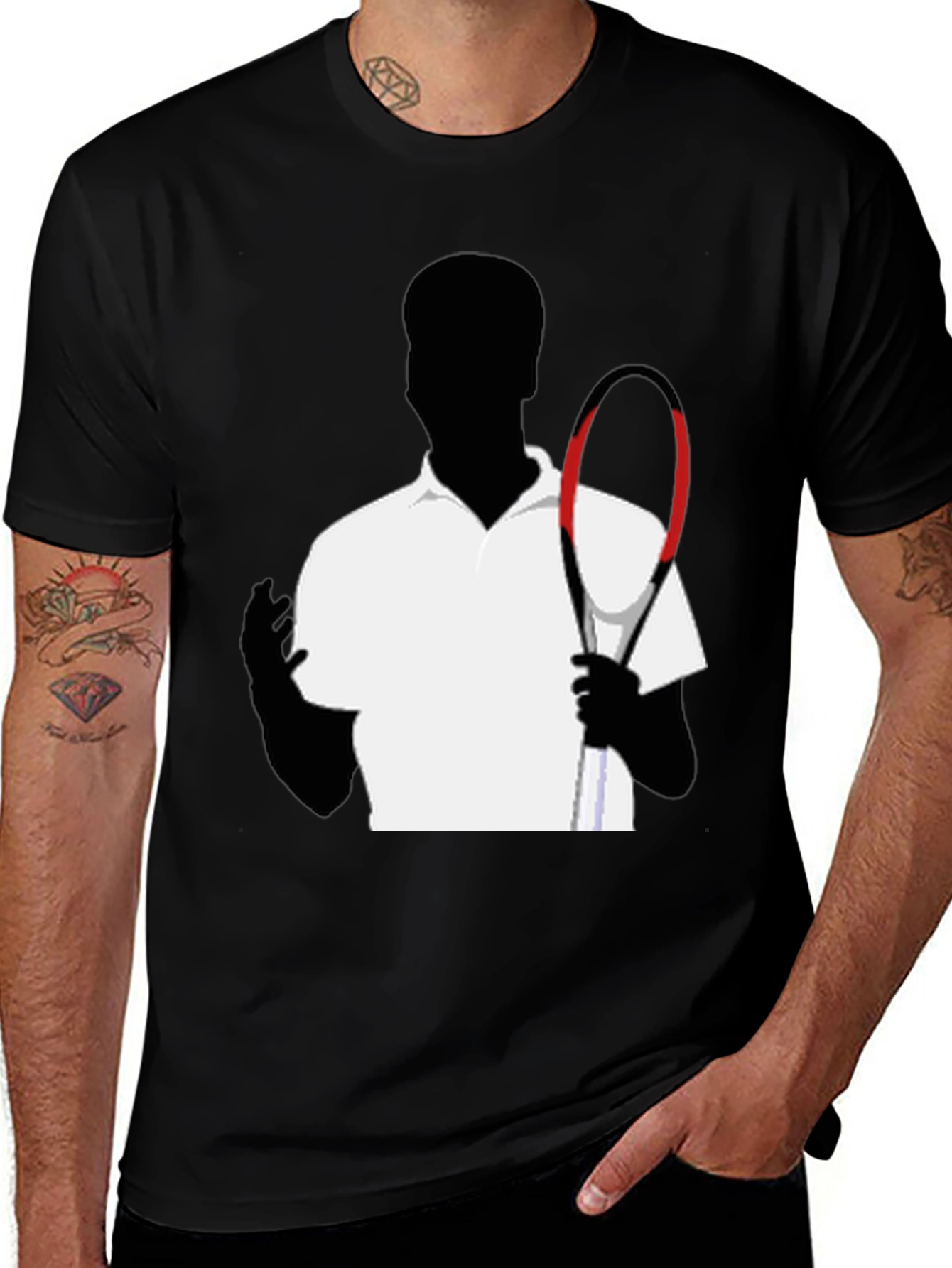 Tennis Player Graphic Tee - Stylish Silhouette Design