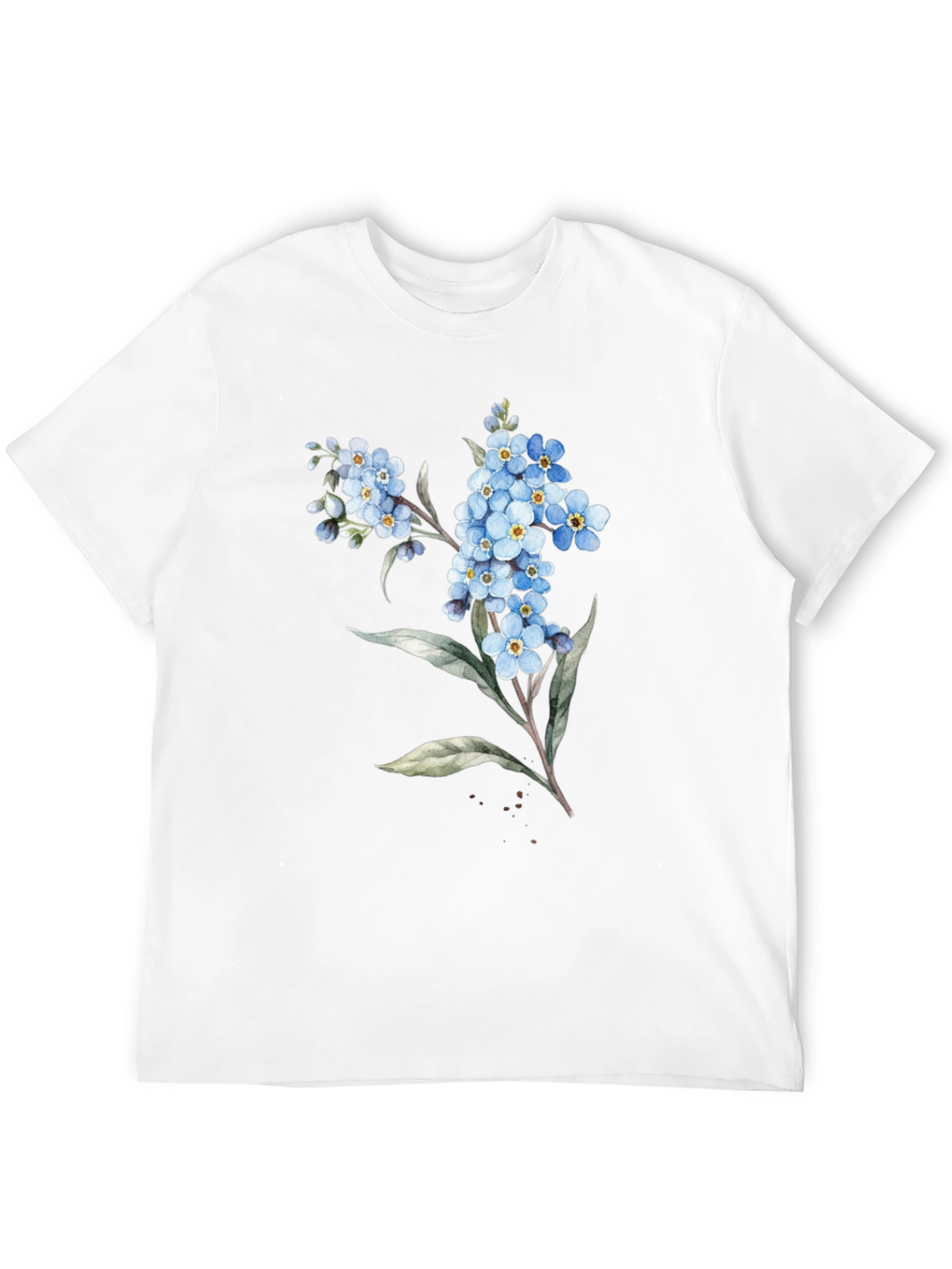 Floral Black T-Shirt - Forget-Me-Not Design