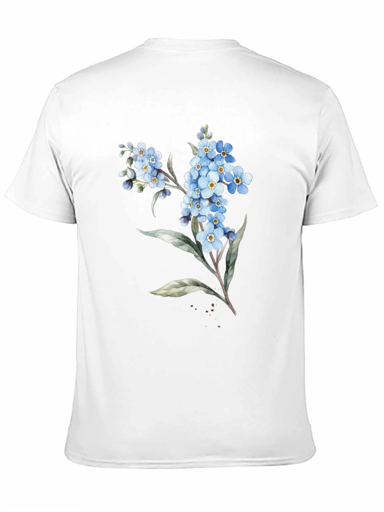 Floral Black T-Shirt - Forget-Me-Not Design