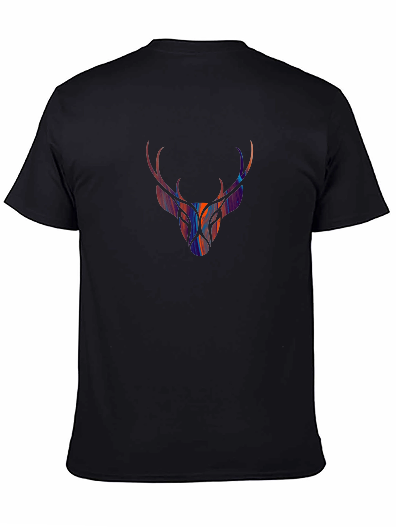 Stylish Deer Head Graphic Tee - Black