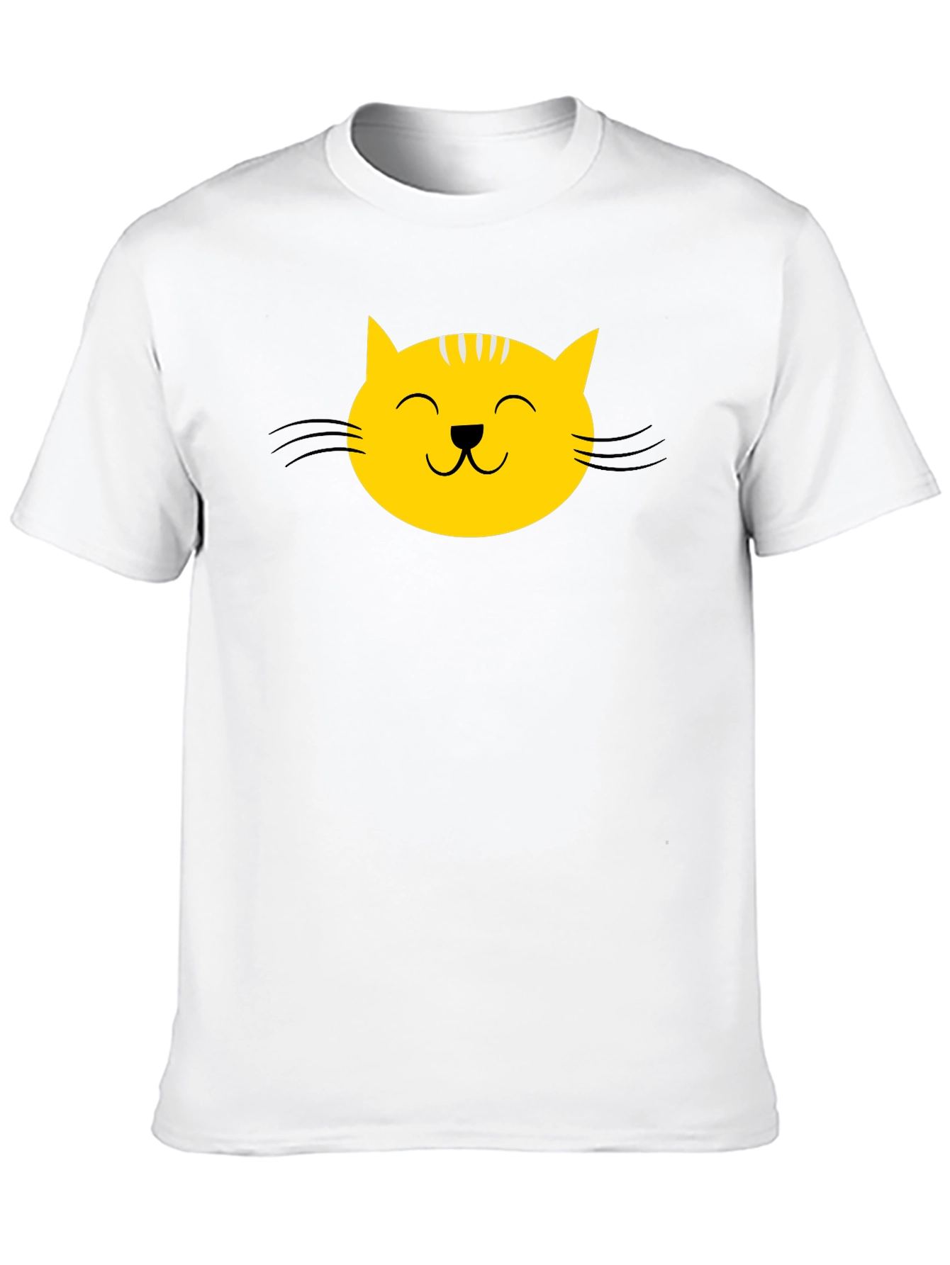 Black T-Shirt with Yellow Cat Face Graphic