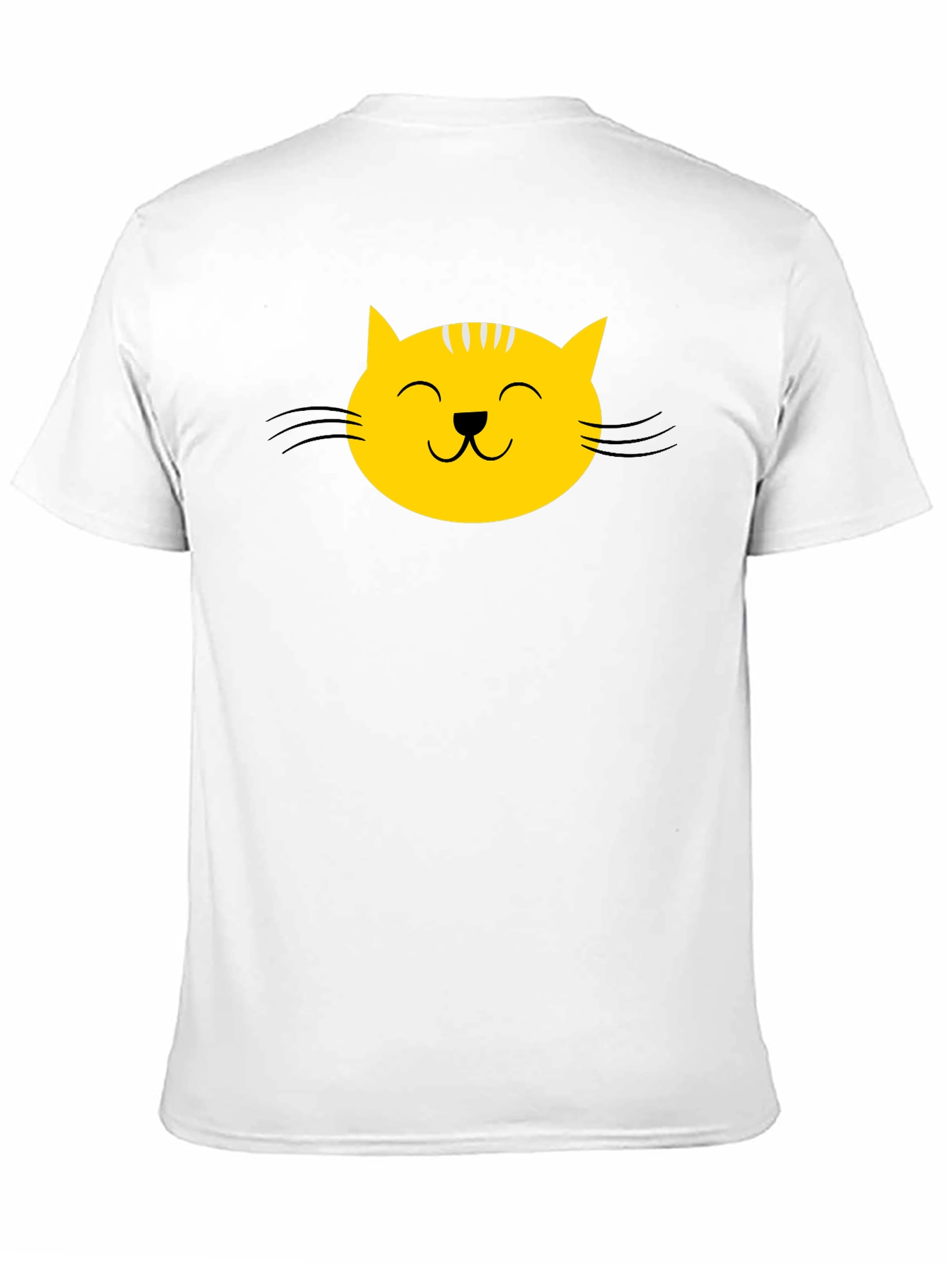 Black T-Shirt with Yellow Cat Face Graphic