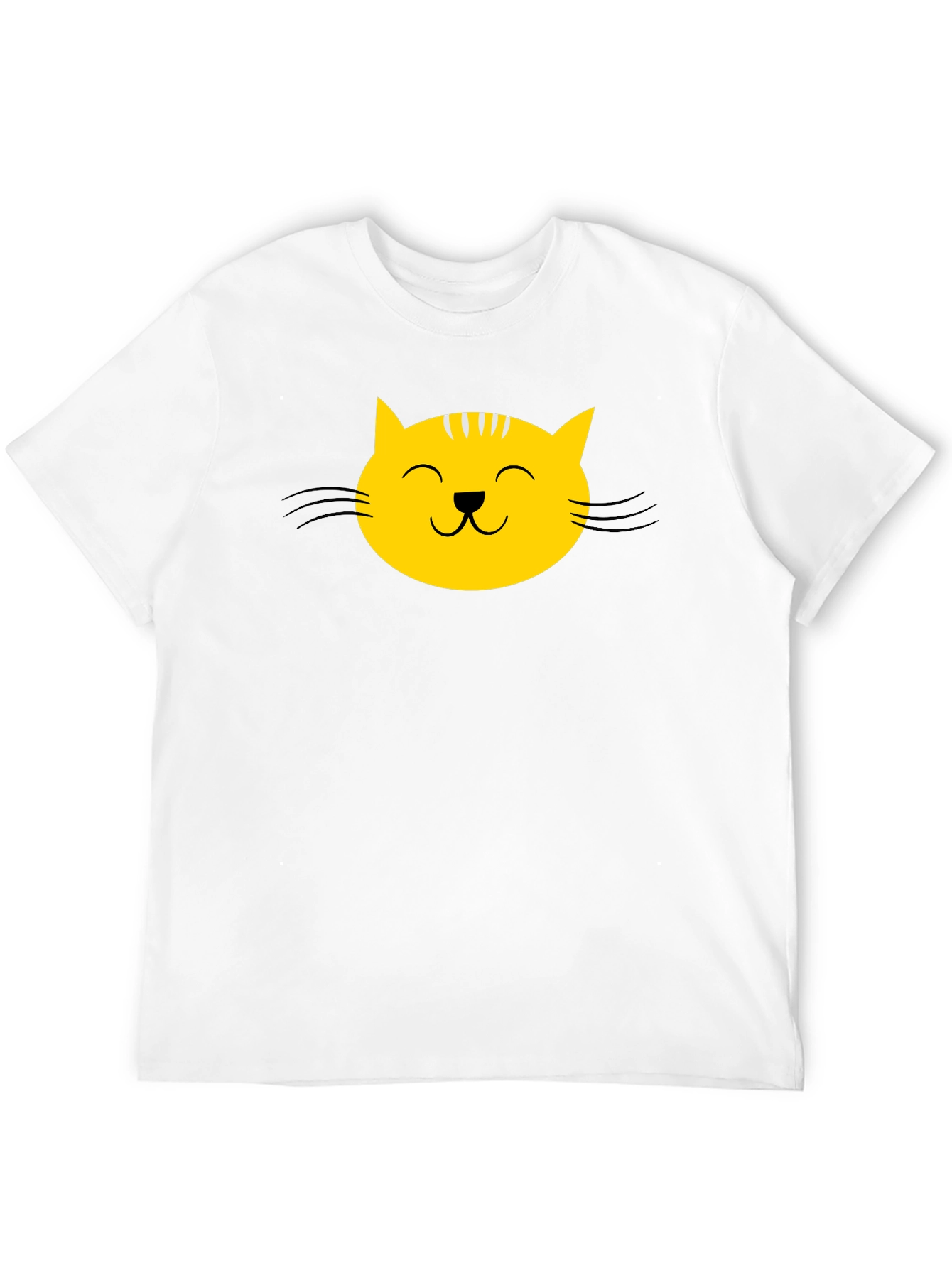 Black T-Shirt with Yellow Cat Face Graphic