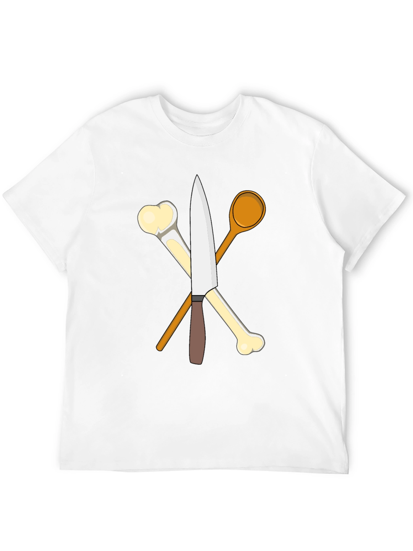 Chefs Knife Bones and Spoon Black T-Shirt