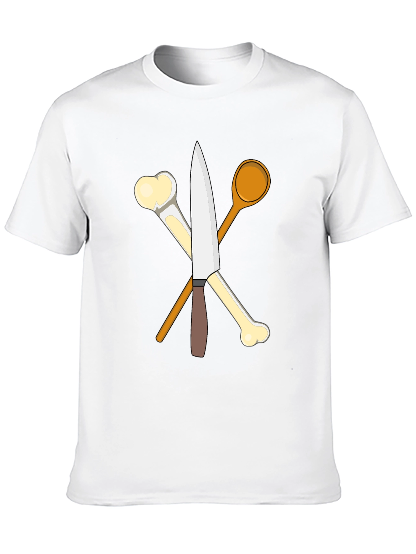 Chefs Knife Bones and Spoon Black T-Shirt