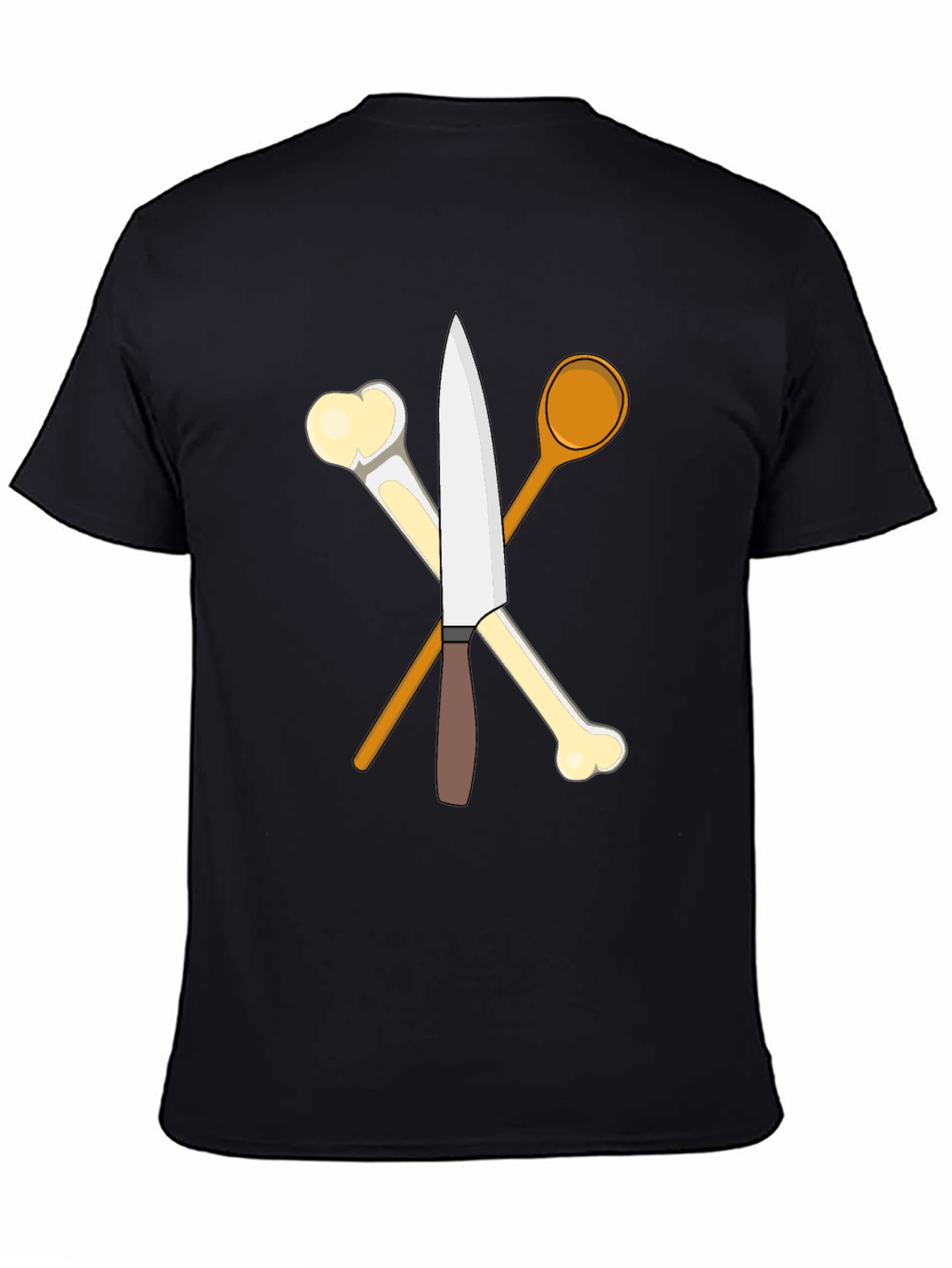 Chefs Knife Bones and Spoon Black T-Shirt