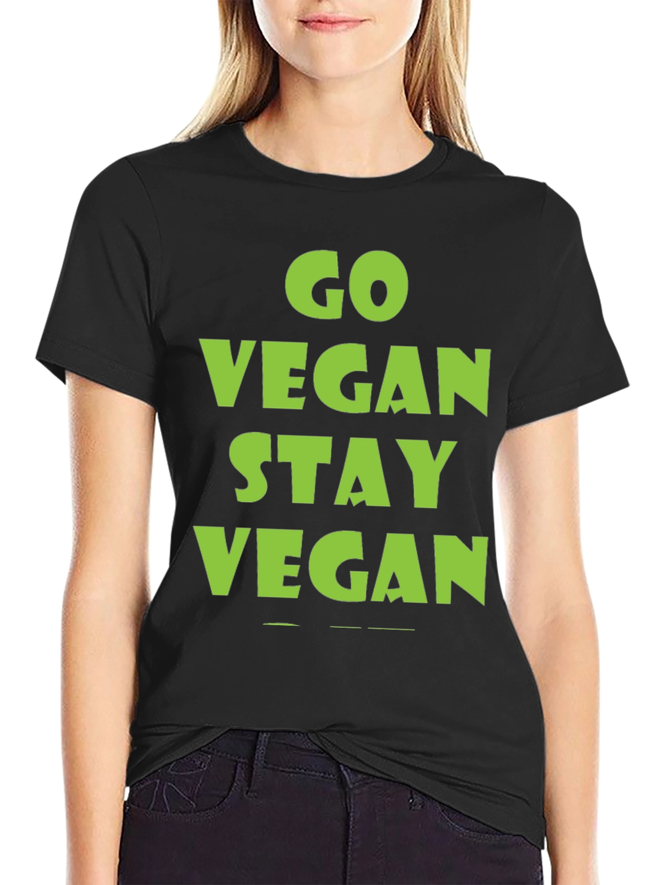 Go Vegan Stay Vegan Black T-Shirt