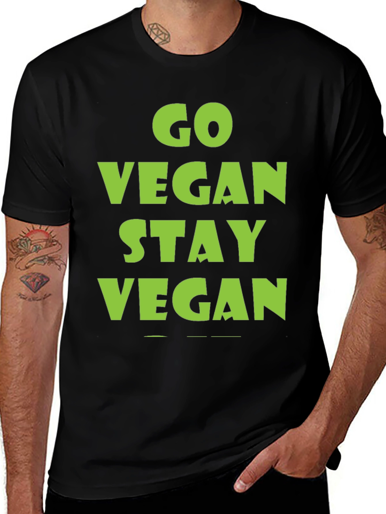 Go Vegan Stay Vegan Black T-Shirt