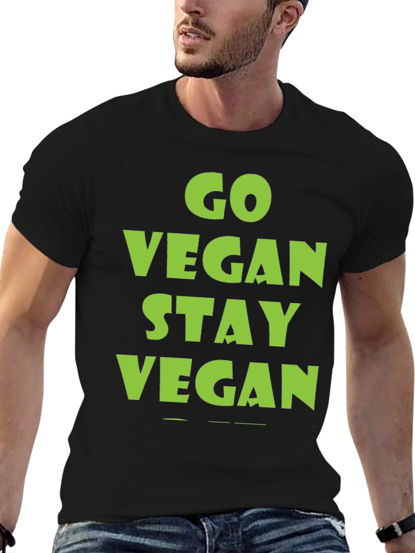 Go Vegan Stay Vegan Black T-Shirt