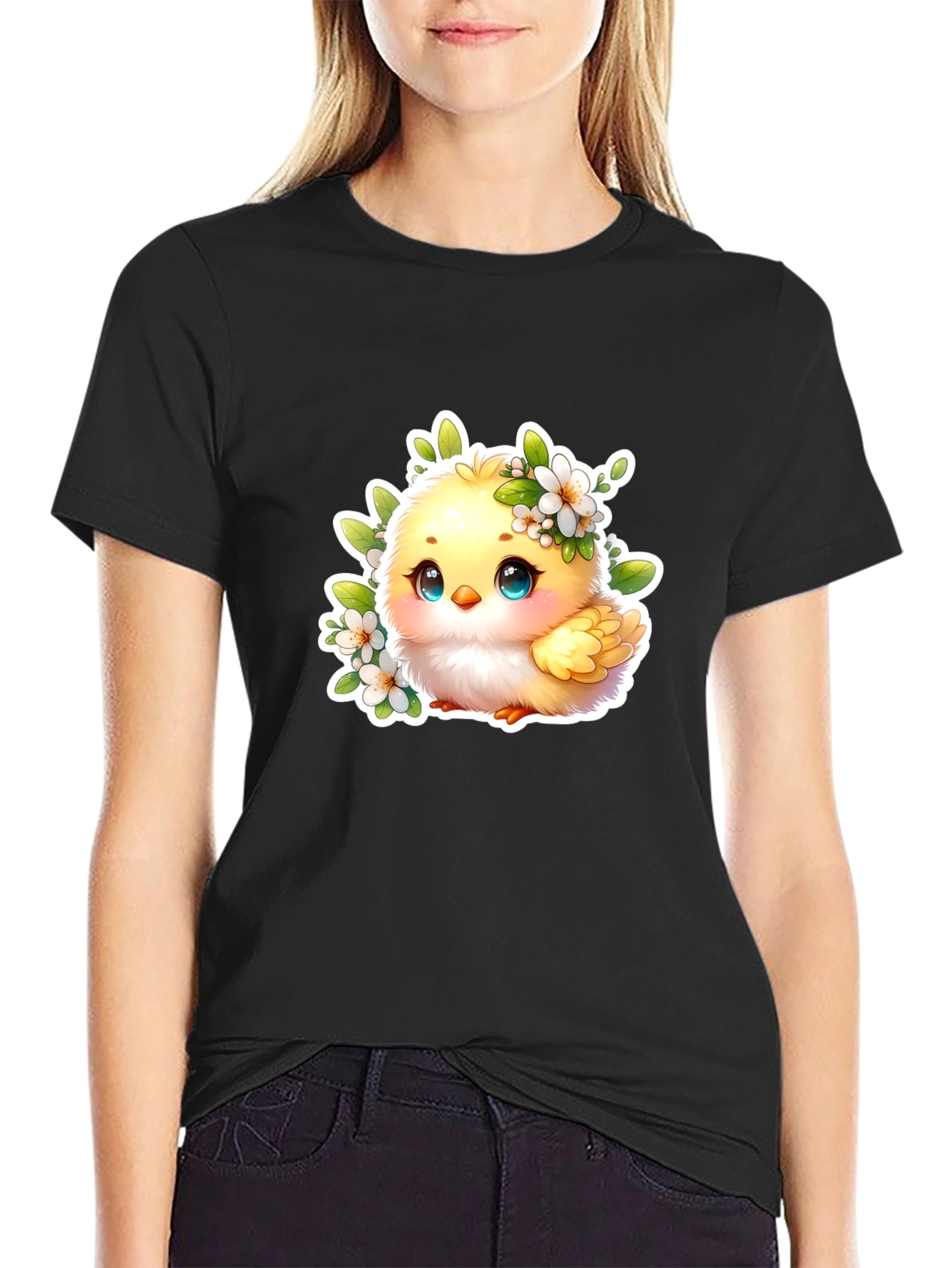 Cute Chick Graphic T-Shirt - Black