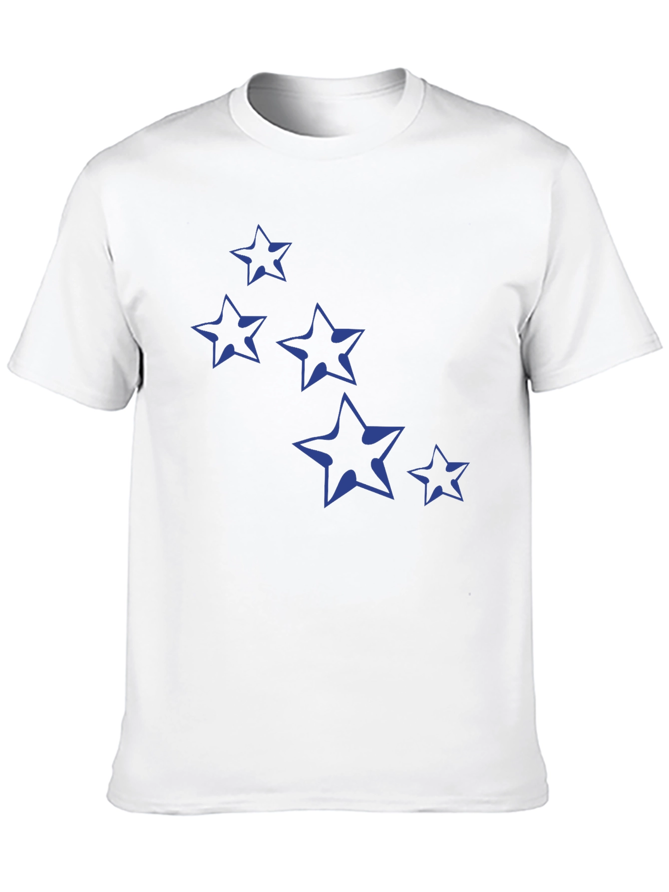 Navy Star Print Black Cotton T-Shirt