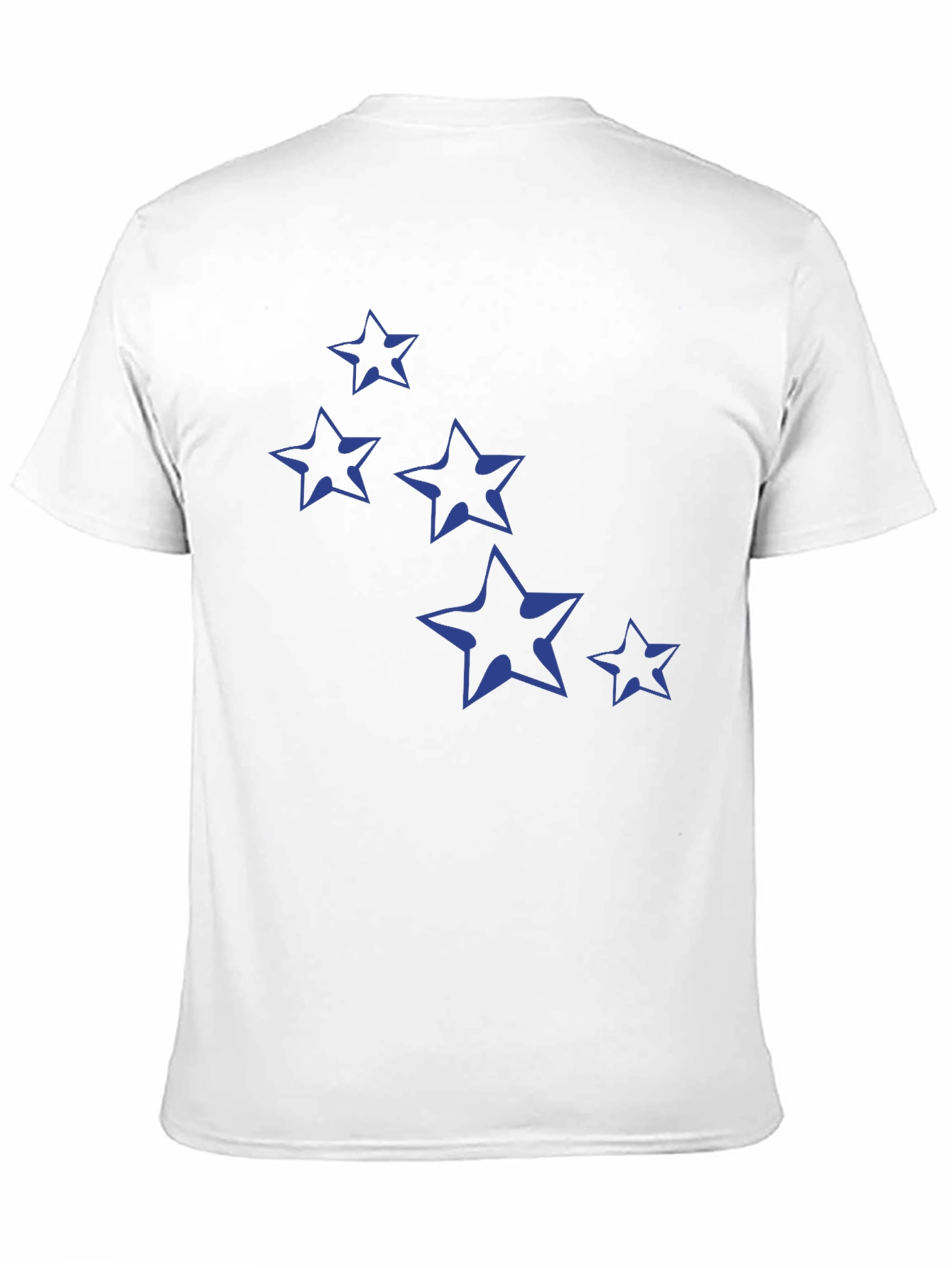 Navy Star Print Black Cotton T-Shirt