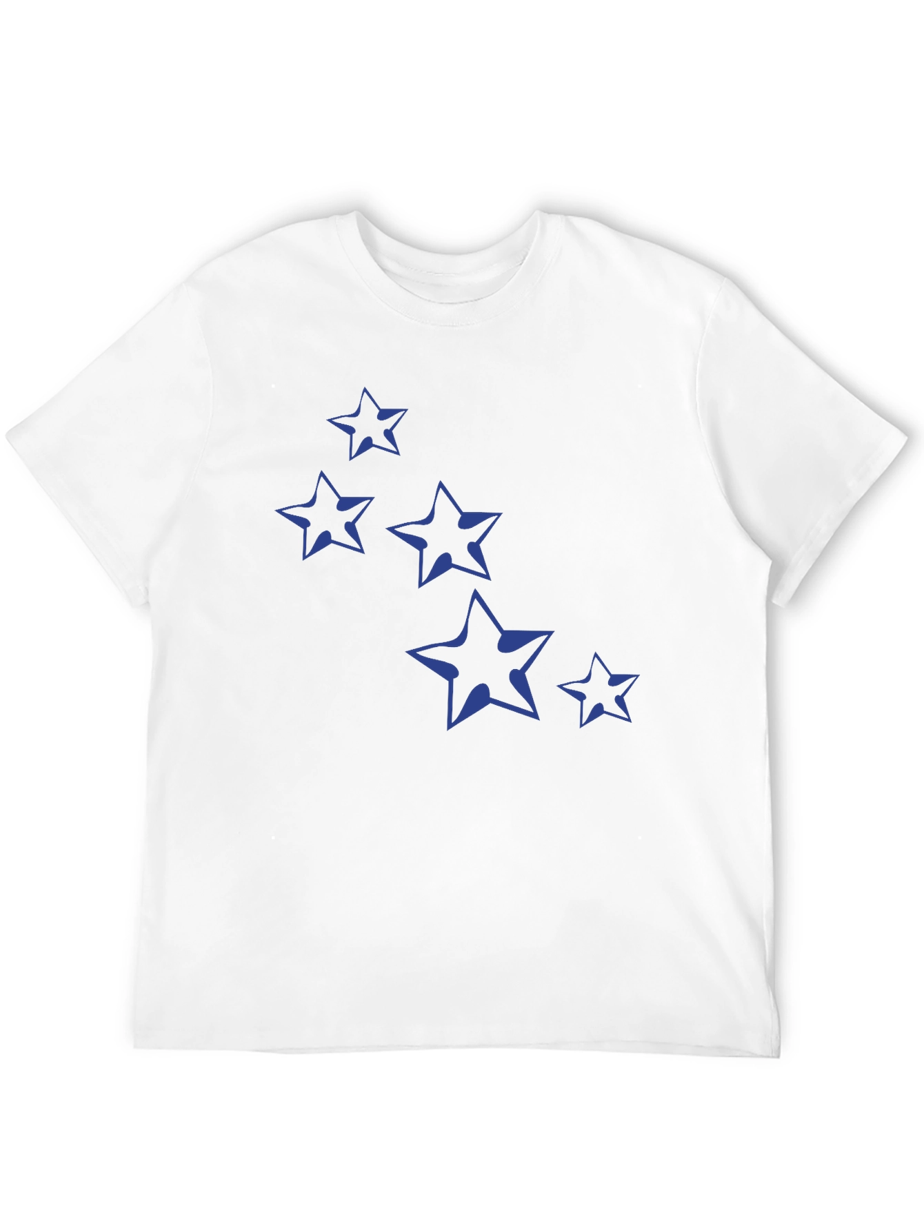 Navy Star Print Black Cotton T-Shirt