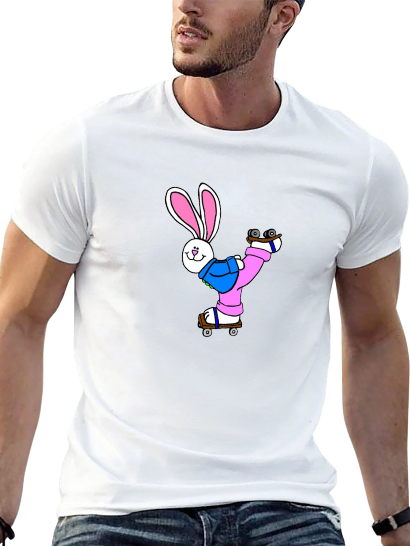 Skating Bunny T-Shirt - Black Graphic Tee