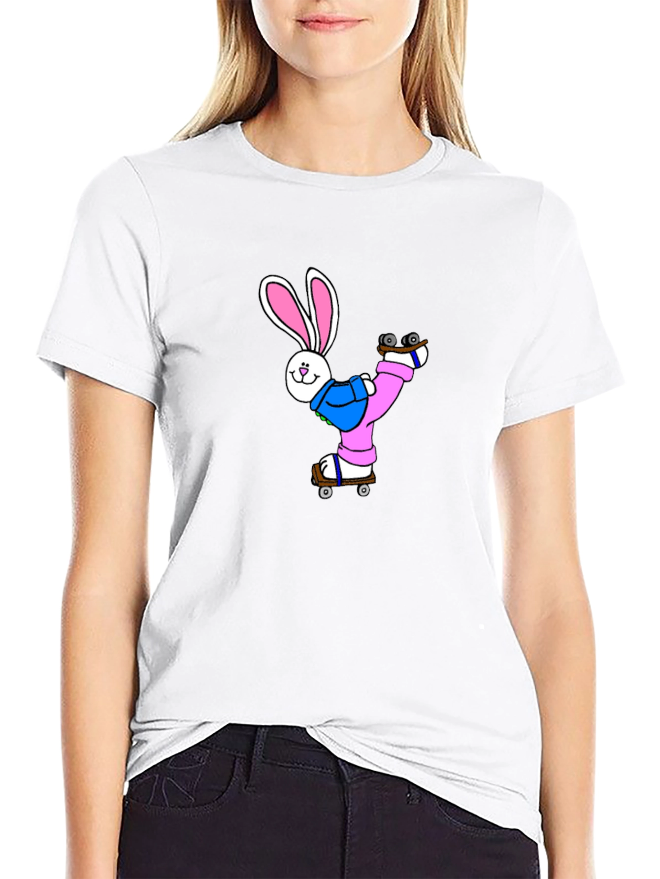 Skating Bunny T-Shirt - Black Graphic Tee