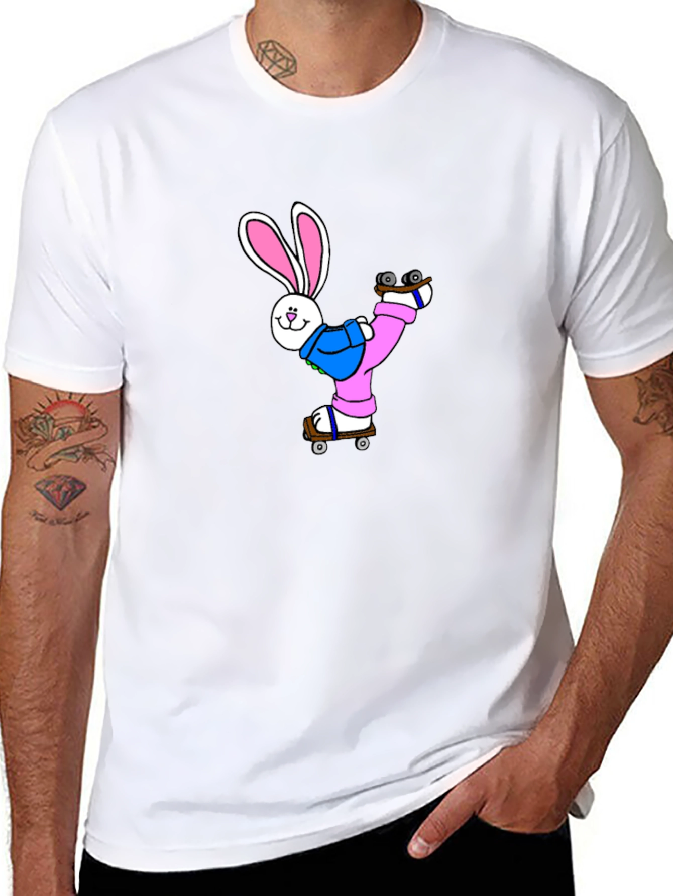 Skating Bunny T-Shirt - Black Graphic Tee