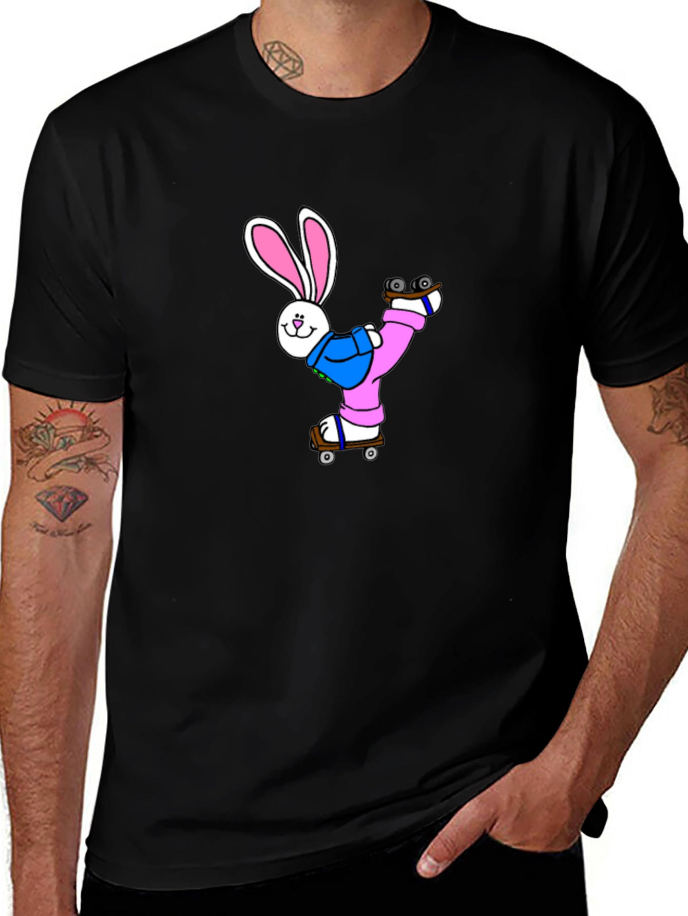 Skating Bunny T-Shirt - Black Graphic Tee