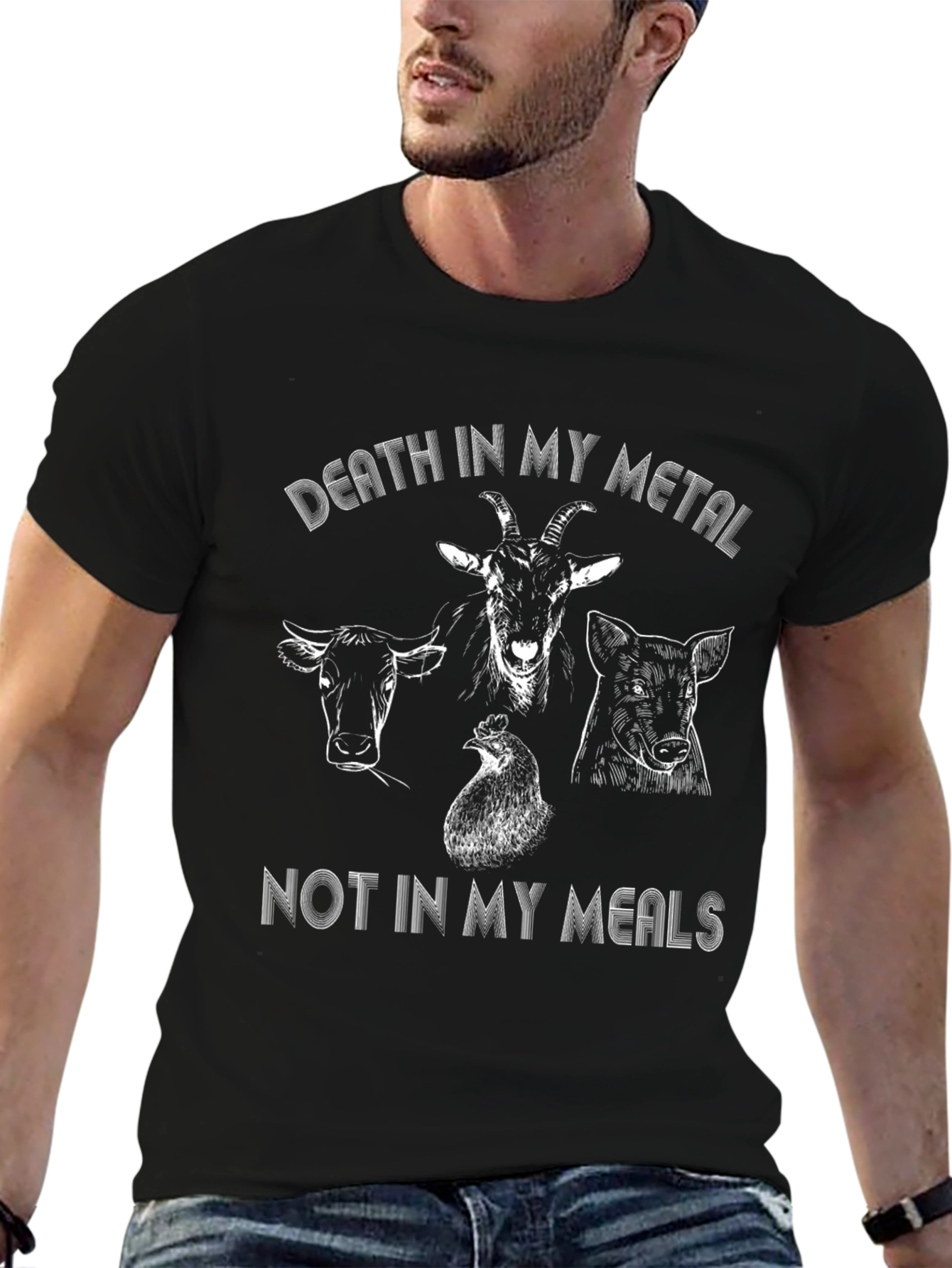 Vegan Death Metal Black Graphic T-Shirt