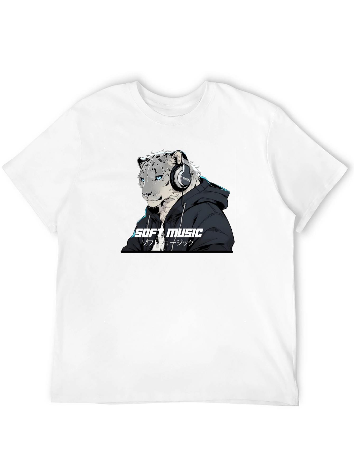 Soft Music Snow Leopard Black T-Shirt