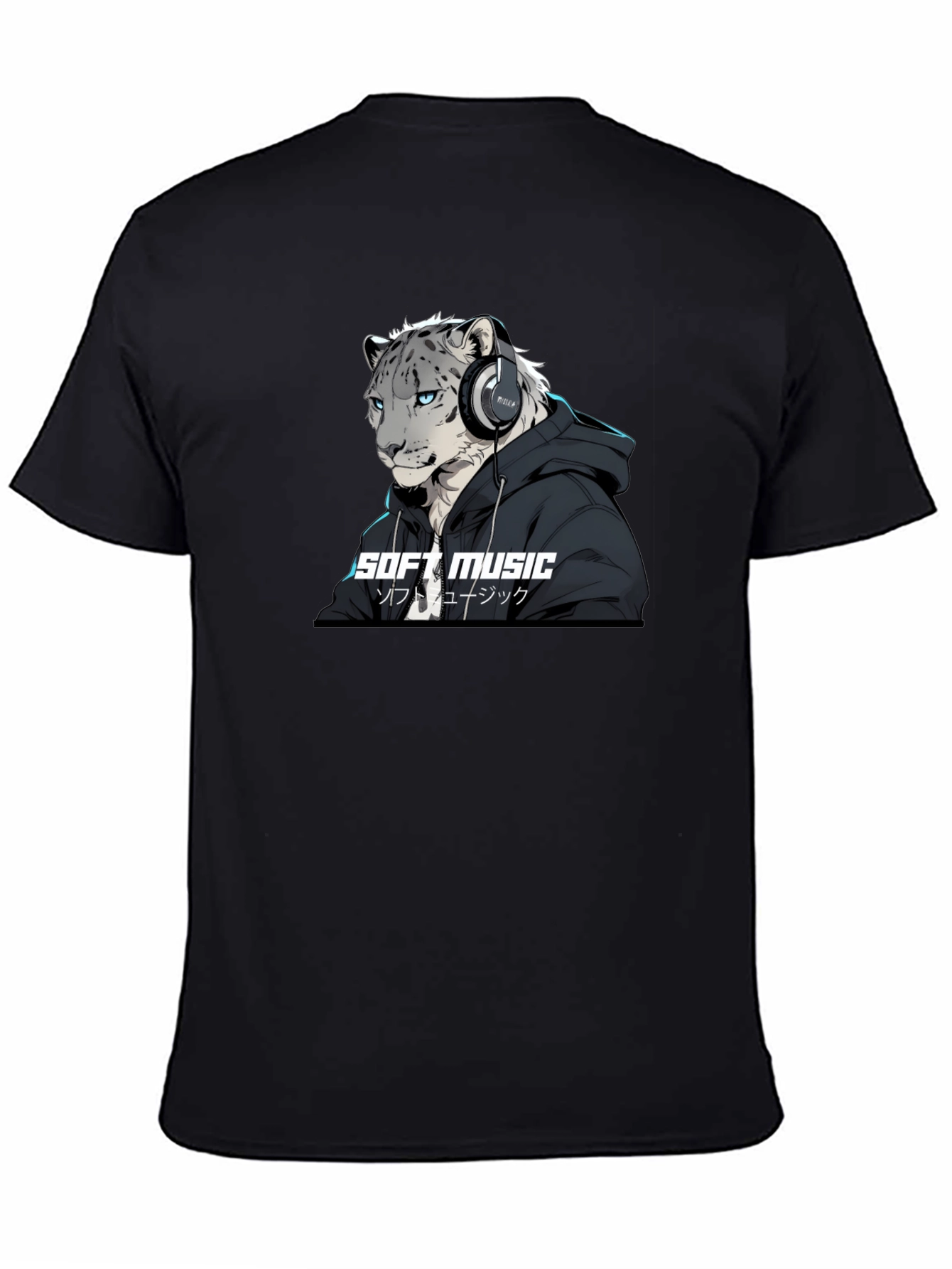 Soft Music Snow Leopard Black T-Shirt