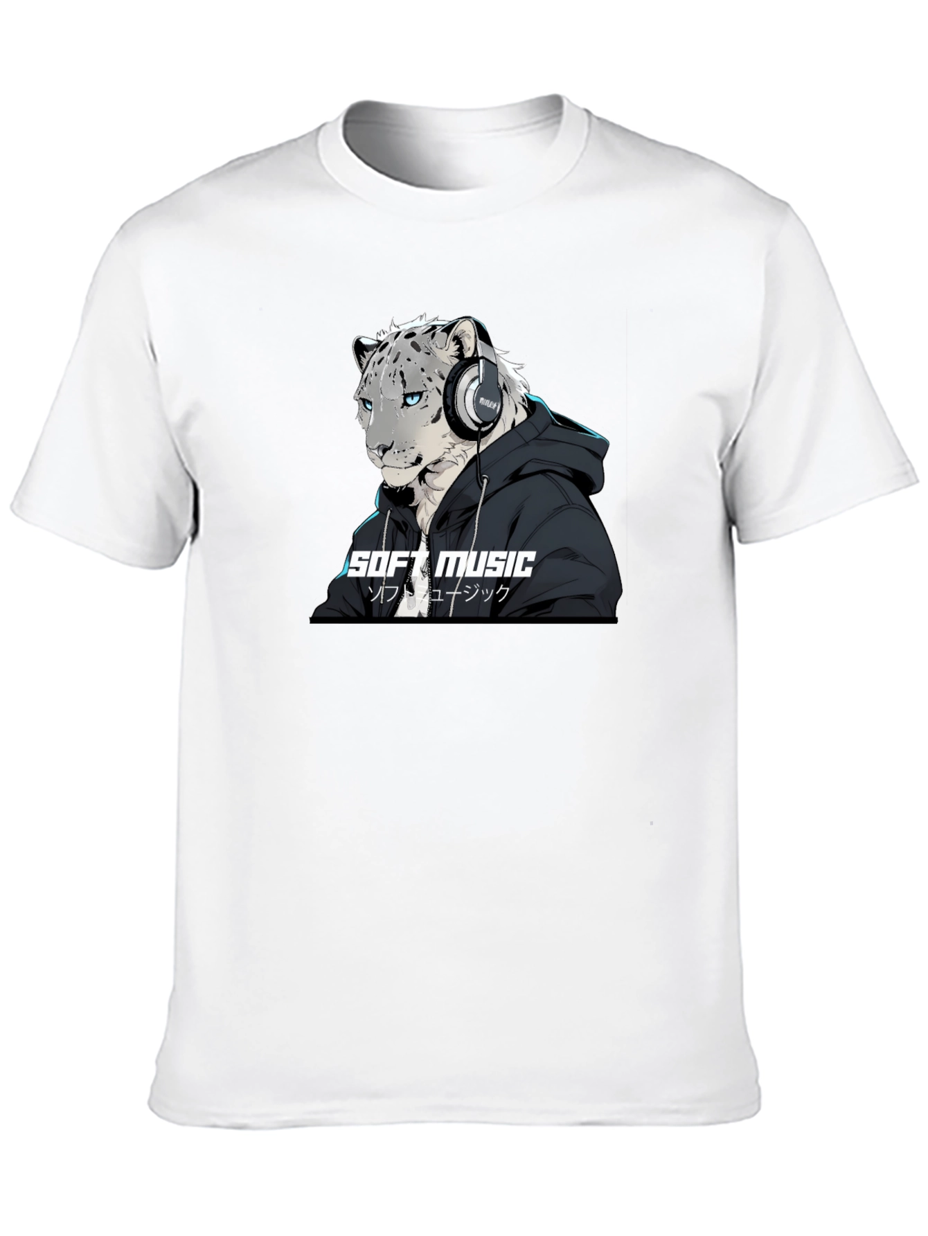 Soft Music Snow Leopard Black T-Shirt