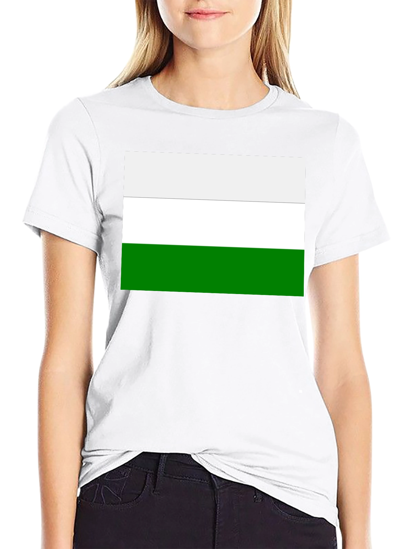 Minimalist White and Green Stripe T-Shirt