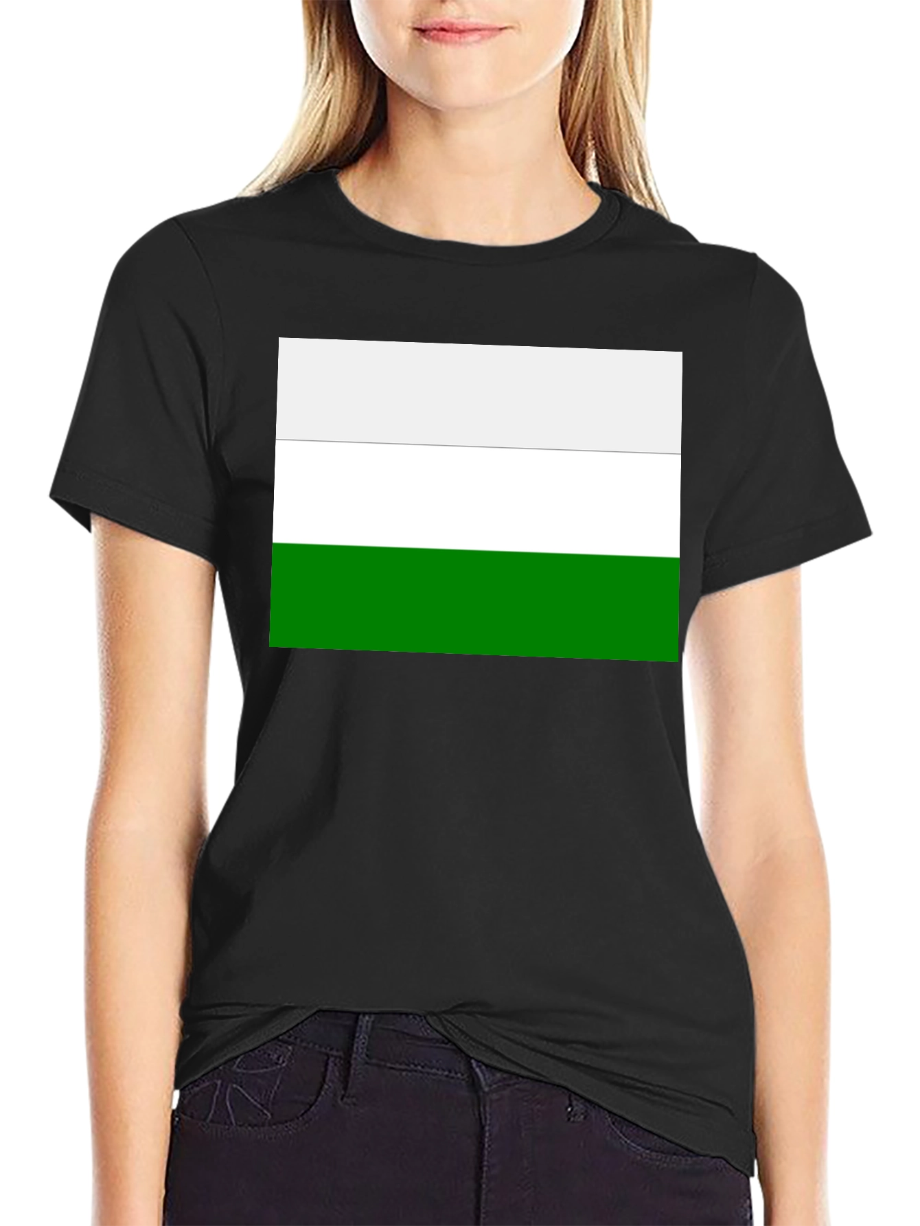 Minimalist White and Green Stripe T-Shirt