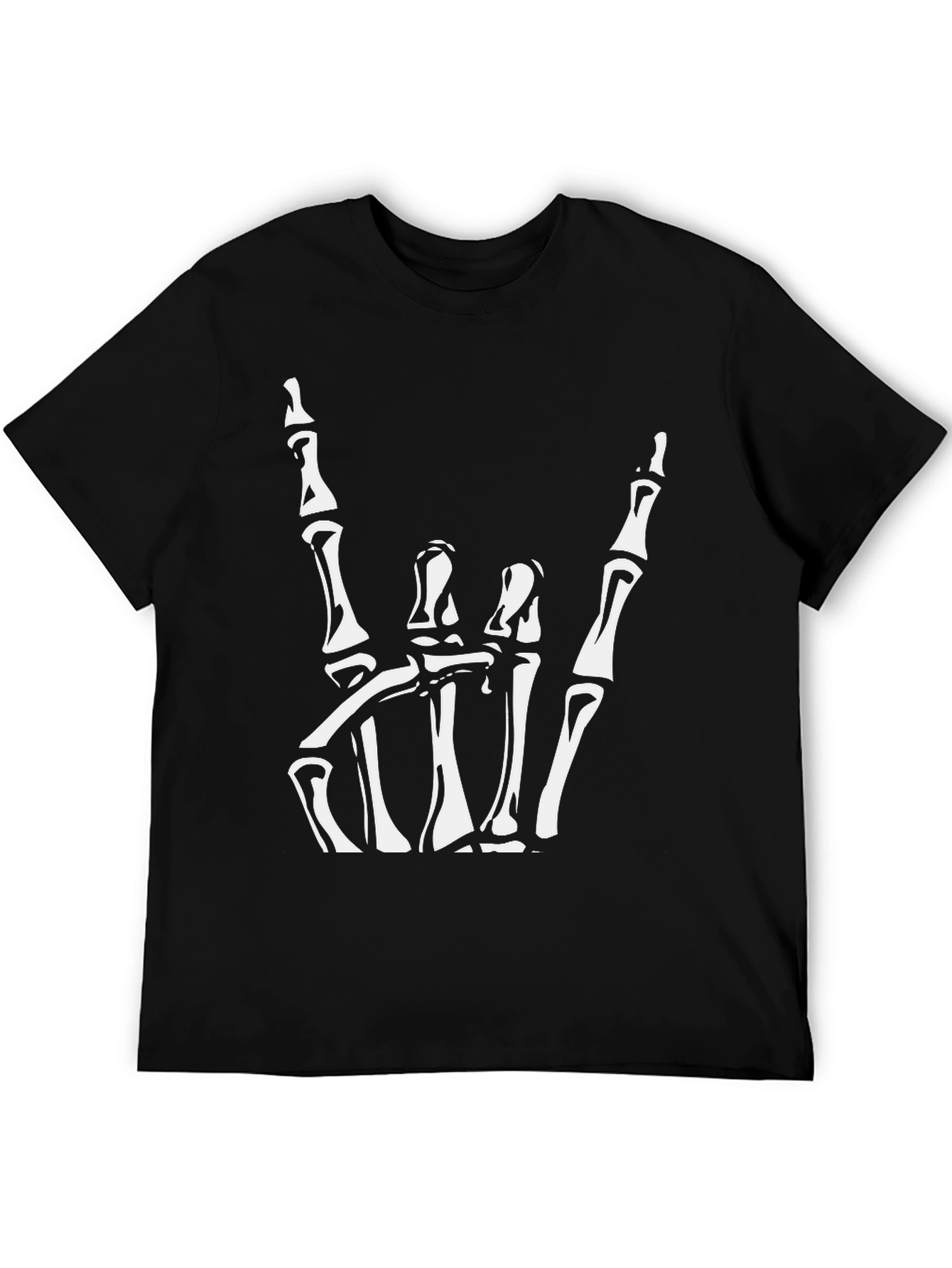 Skeleton Hand Rock On Graphic Tee - Black