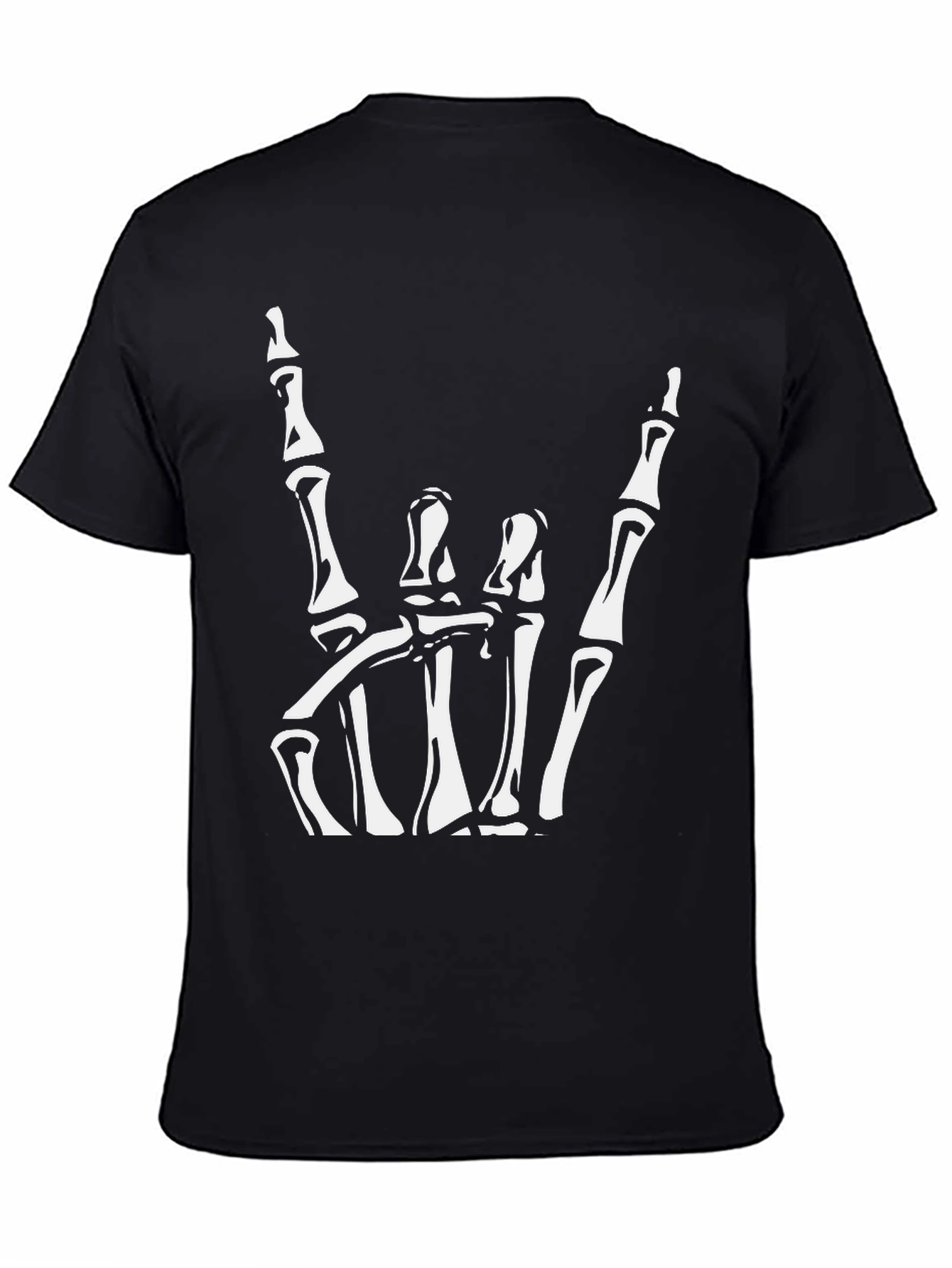 Skeleton Hand Rock On Graphic Tee - Black