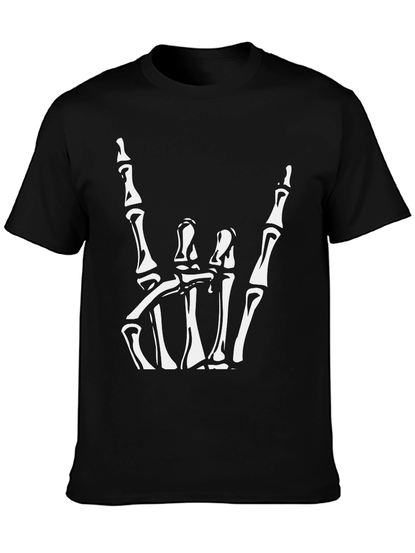 Skeleton Hand Rock On Graphic Tee - Black