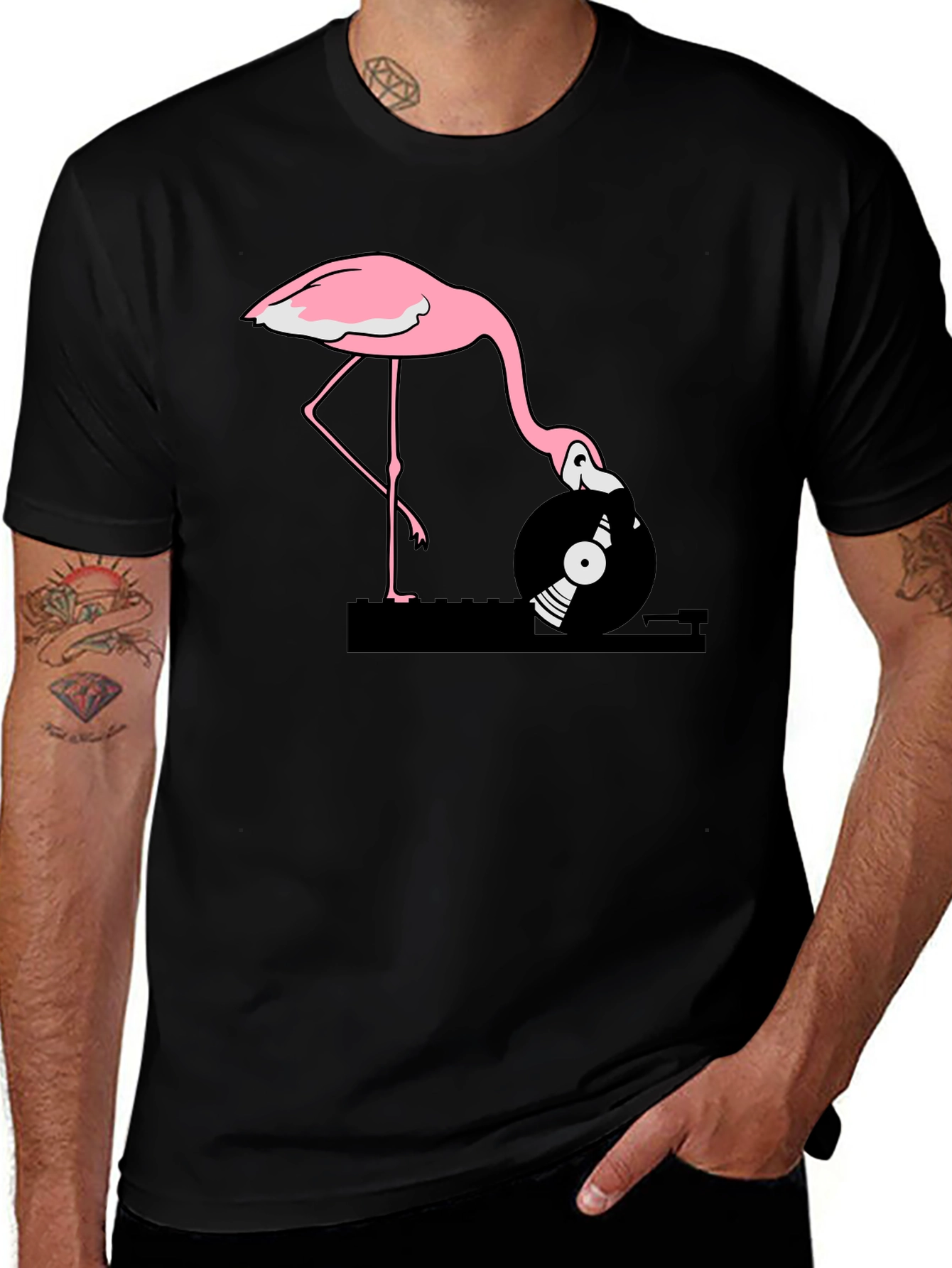 Flamingo DJ Graphic T-Shirt - Cool & Unique!