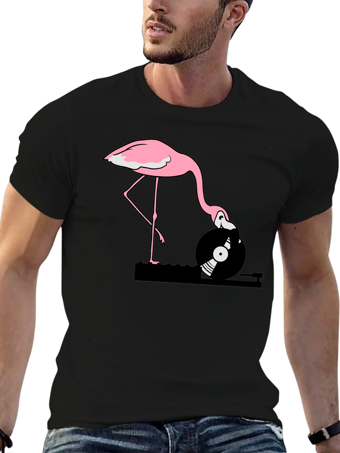 Flamingo DJ Graphic T-Shirt - Cool & Unique!