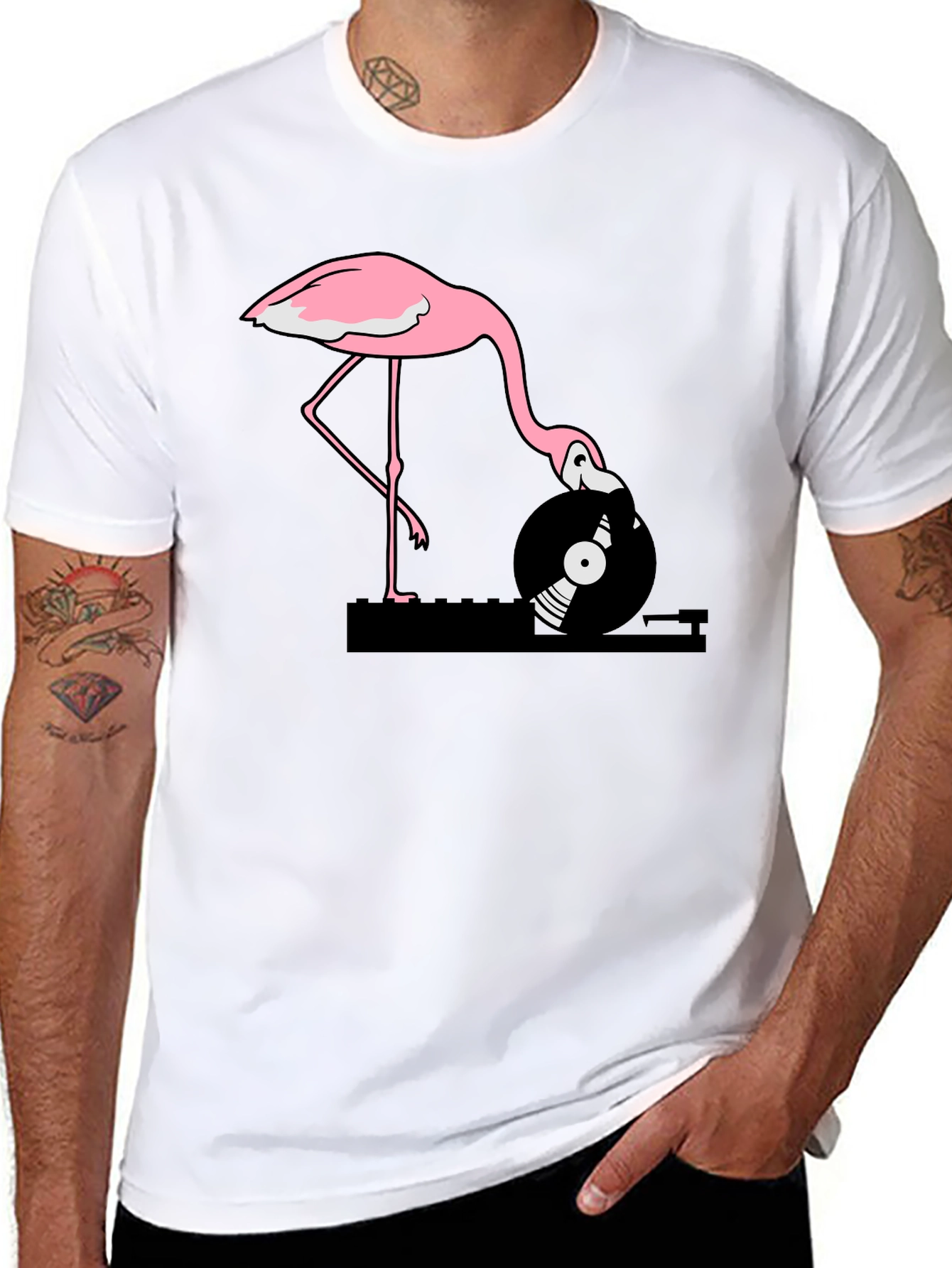 Flamingo DJ Graphic T-Shirt - Cool & Unique!