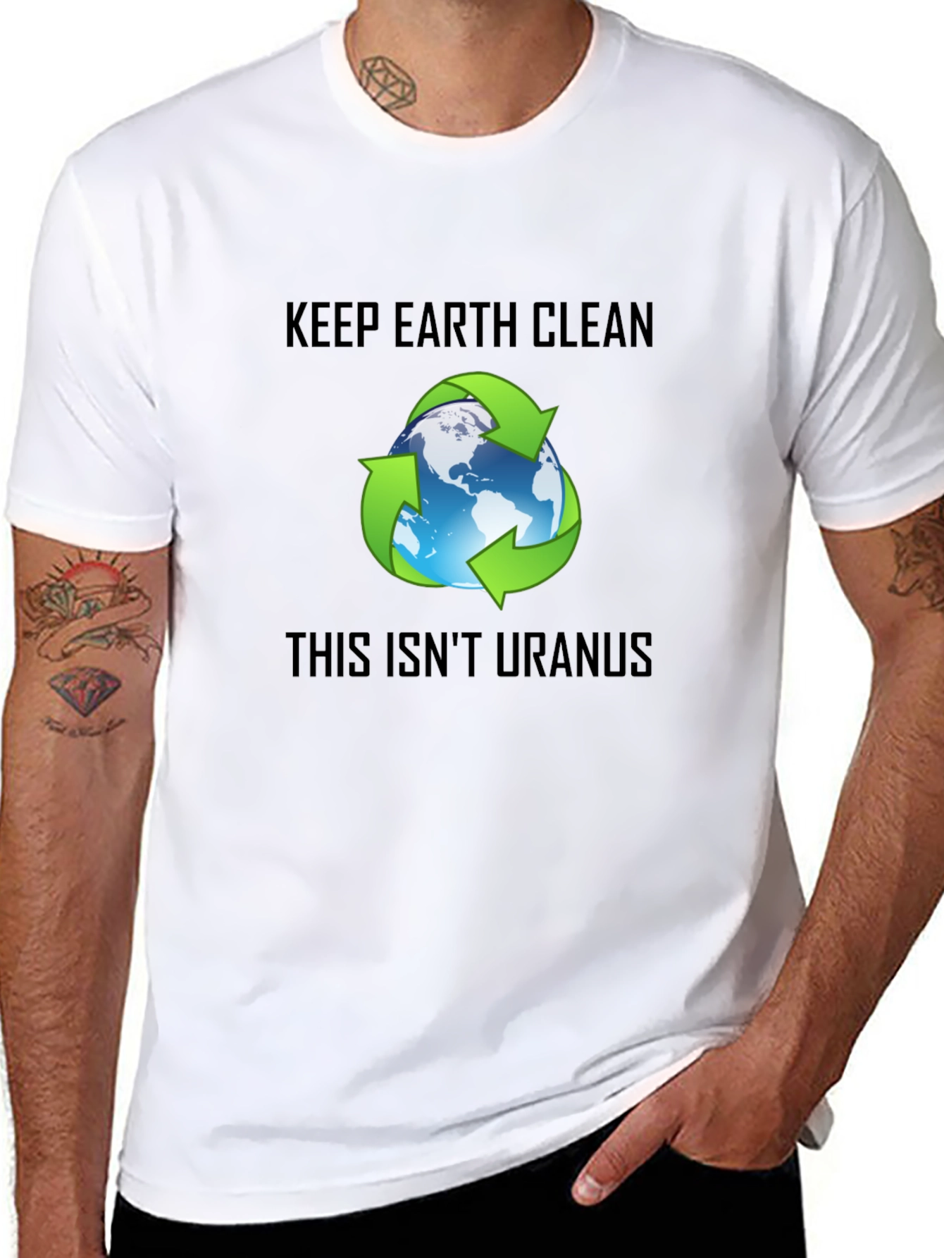 Keep Earth Clean Recycle Graphic Black T-Shirt