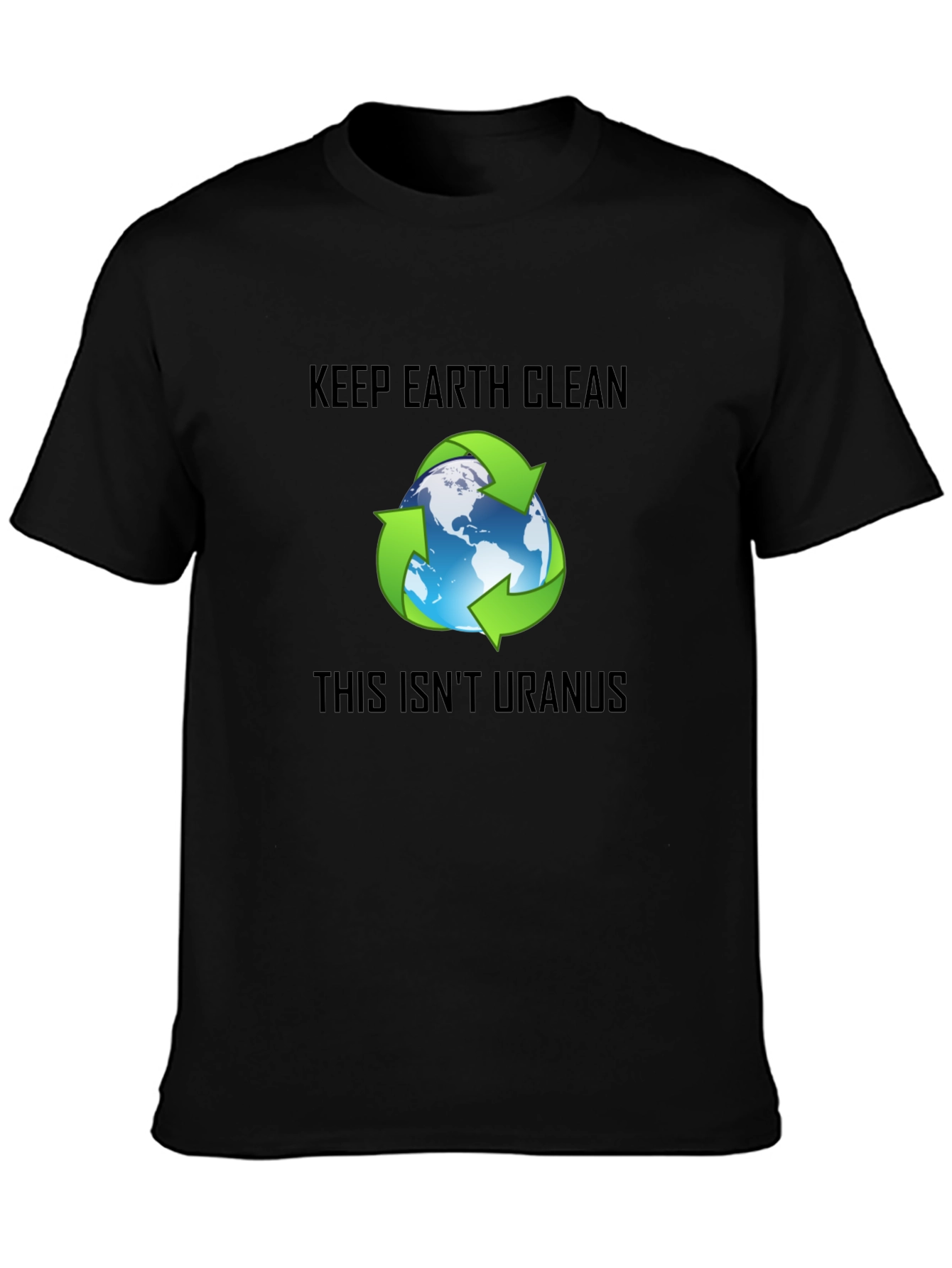 Keep Earth Clean Recycle Graphic Black T-Shirt