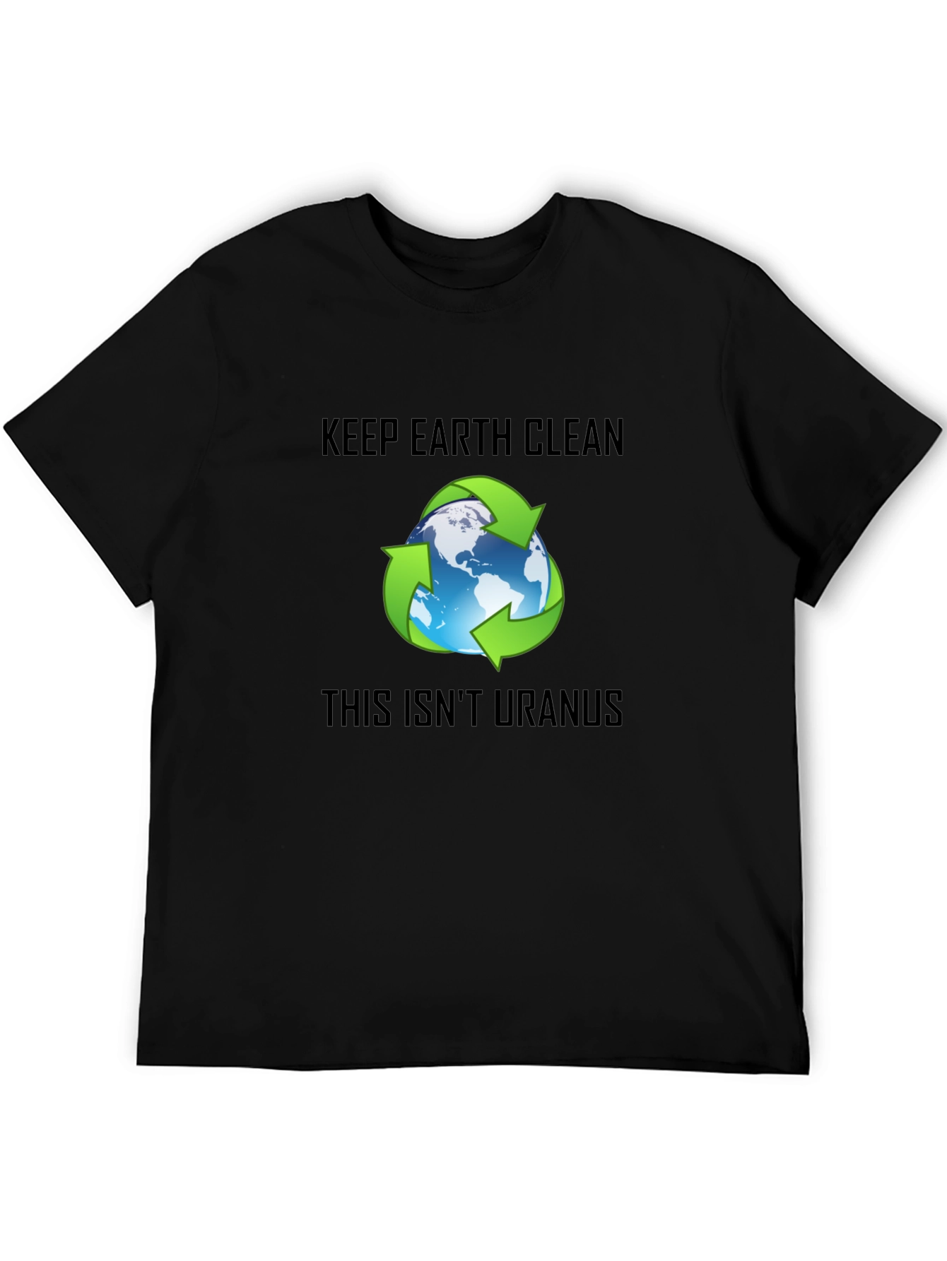 Keep Earth Clean Recycle Graphic Black T-Shirt