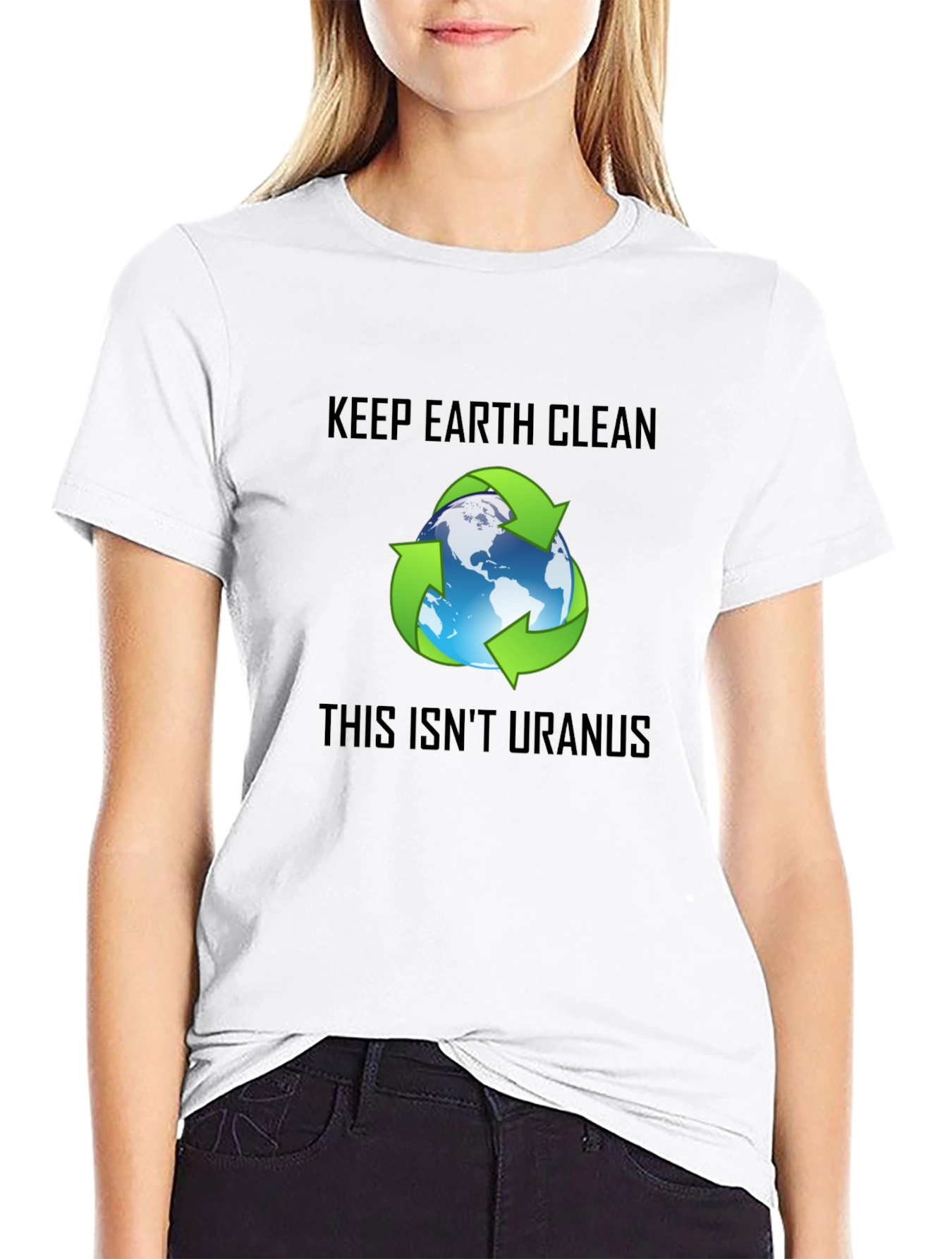 Keep Earth Clean Recycle Graphic Black T-Shirt