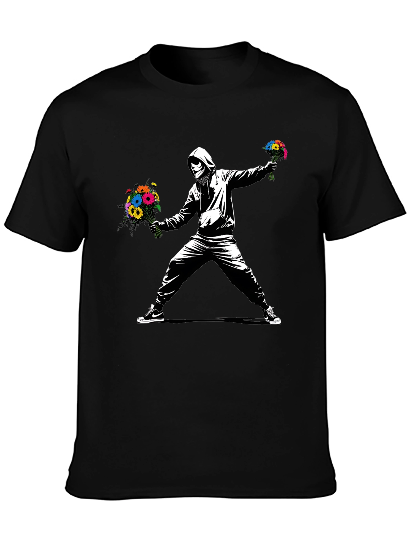 Banksy Flower Bomber T-Shirt - Street Art Graphic Tee
