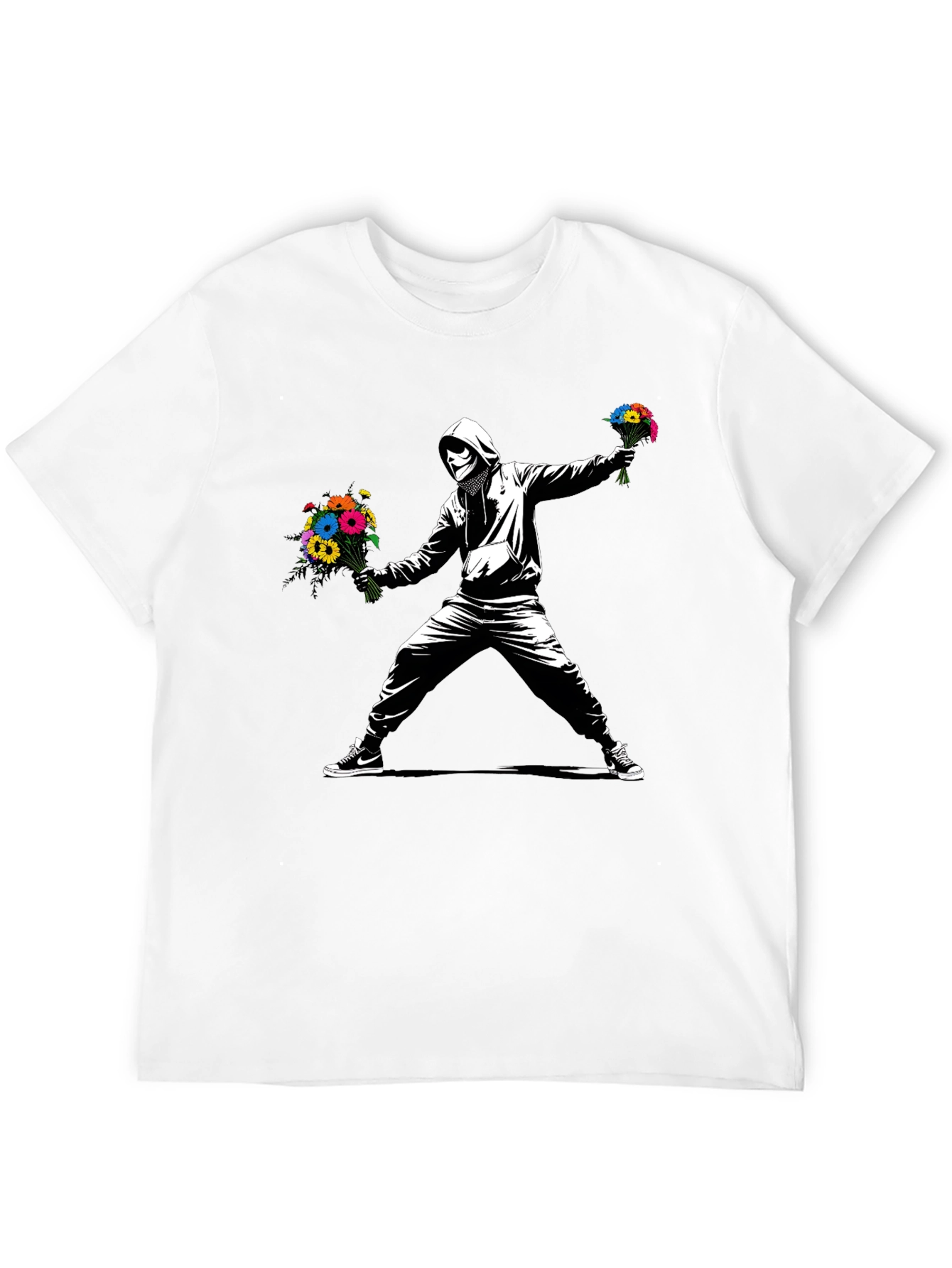 Banksy Flower Bomber T-Shirt - Street Art Graphic Tee