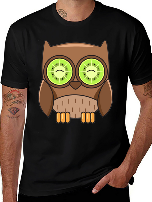 Whimsical Owl T-Shirt with Kiwi Eyes Design