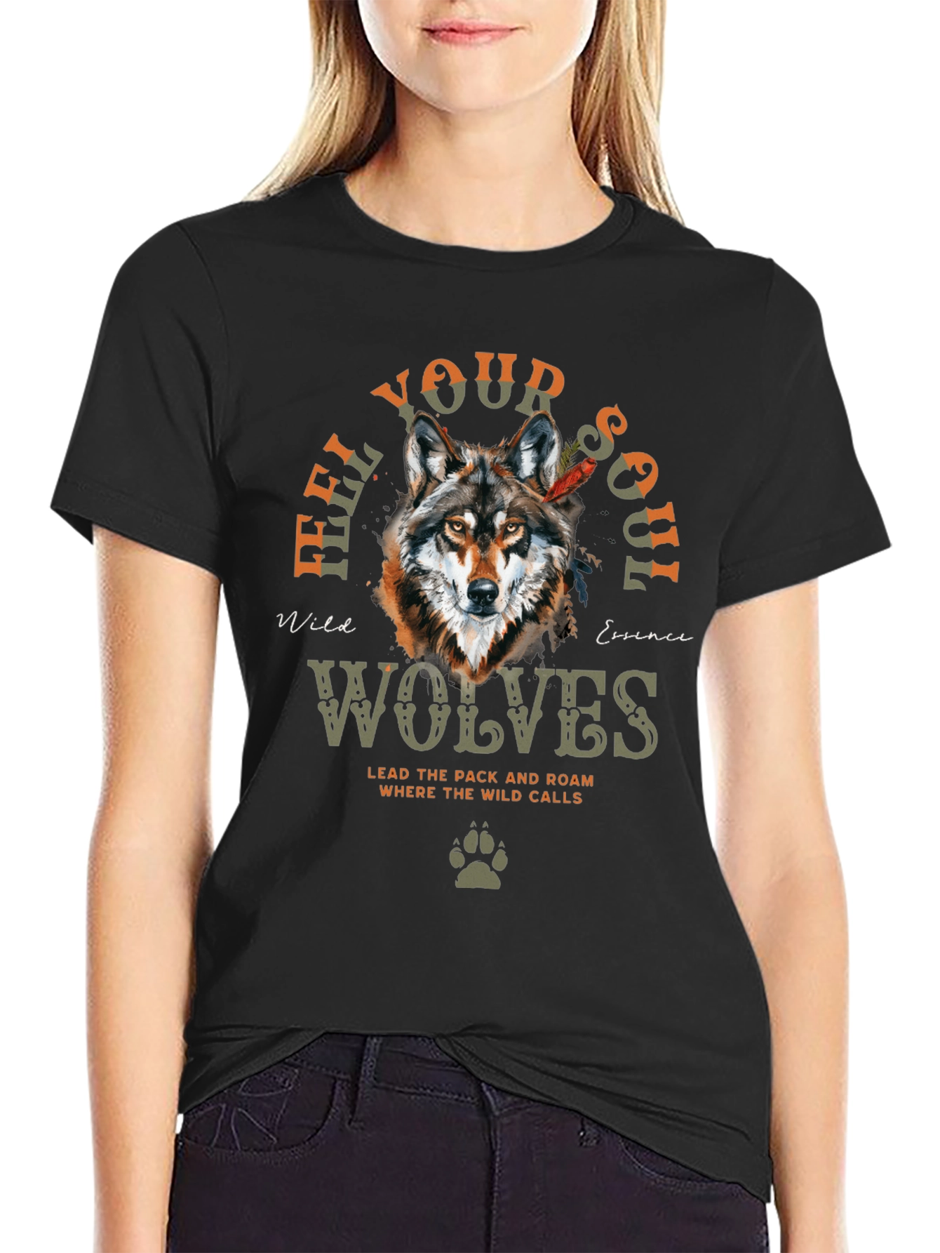 Feel Your Soul Wolves Graphic T-Shirt