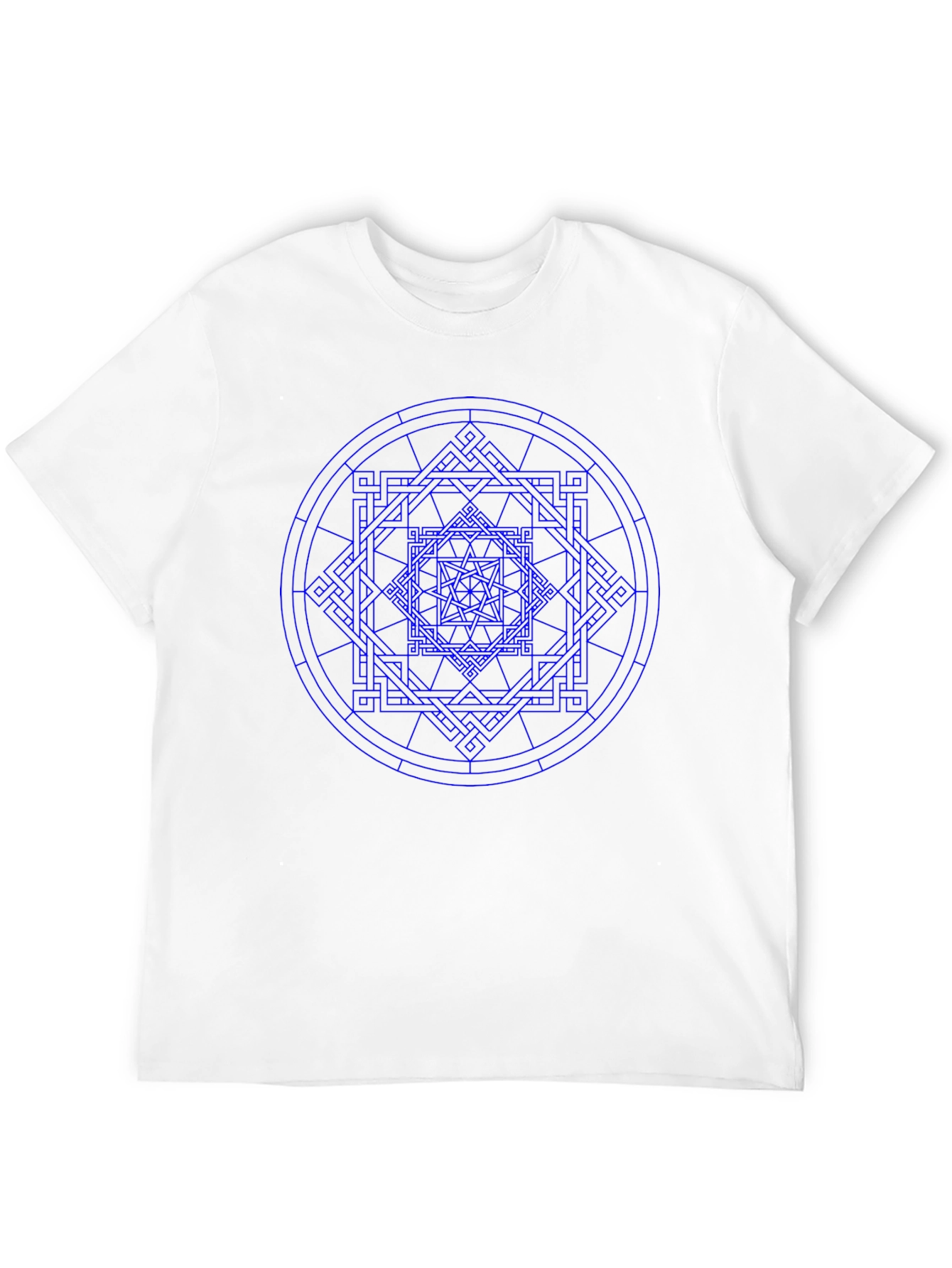 Geometric Blue Print Black T-Shirt